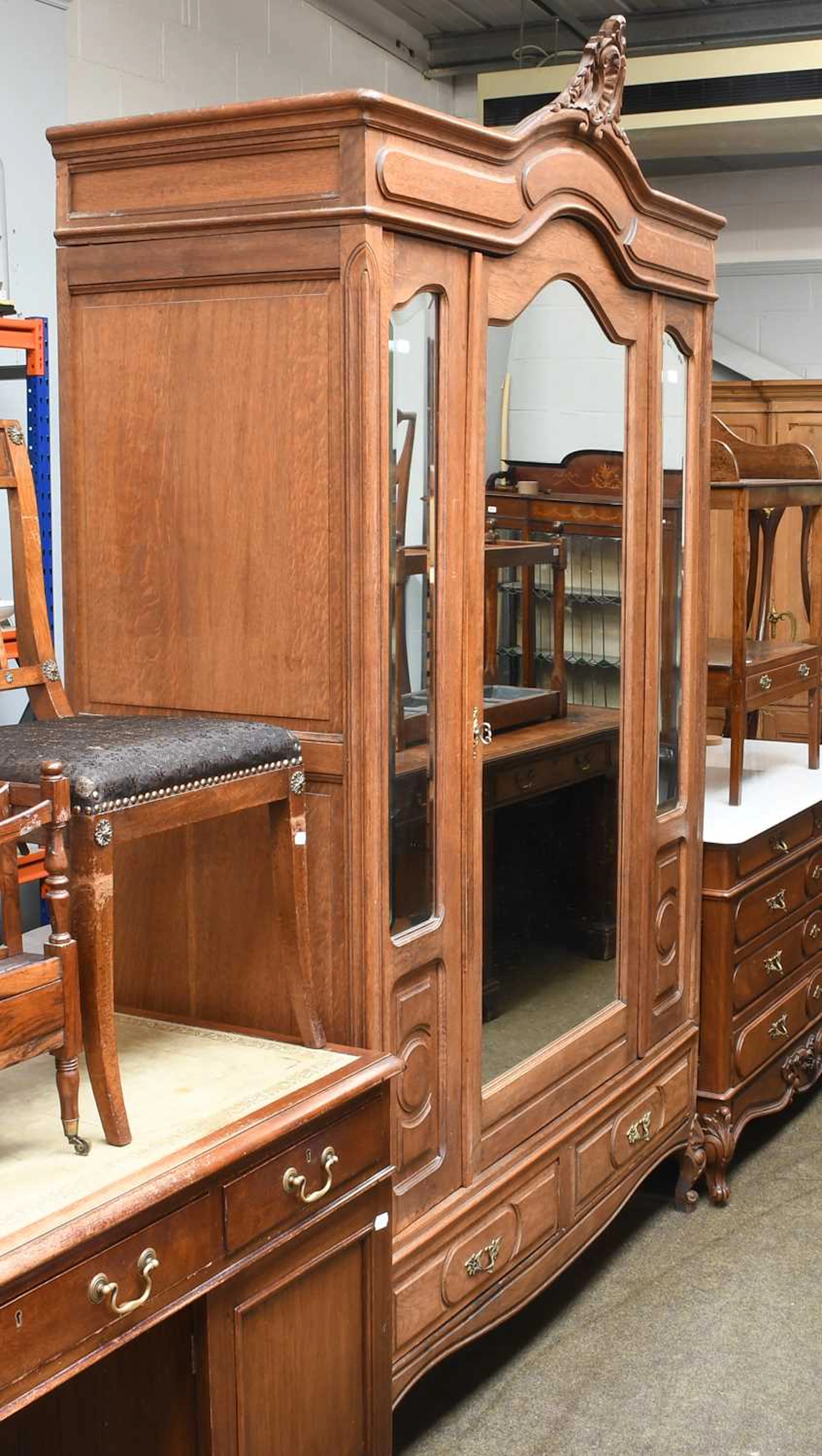 A French Oak Mirrored Armoire