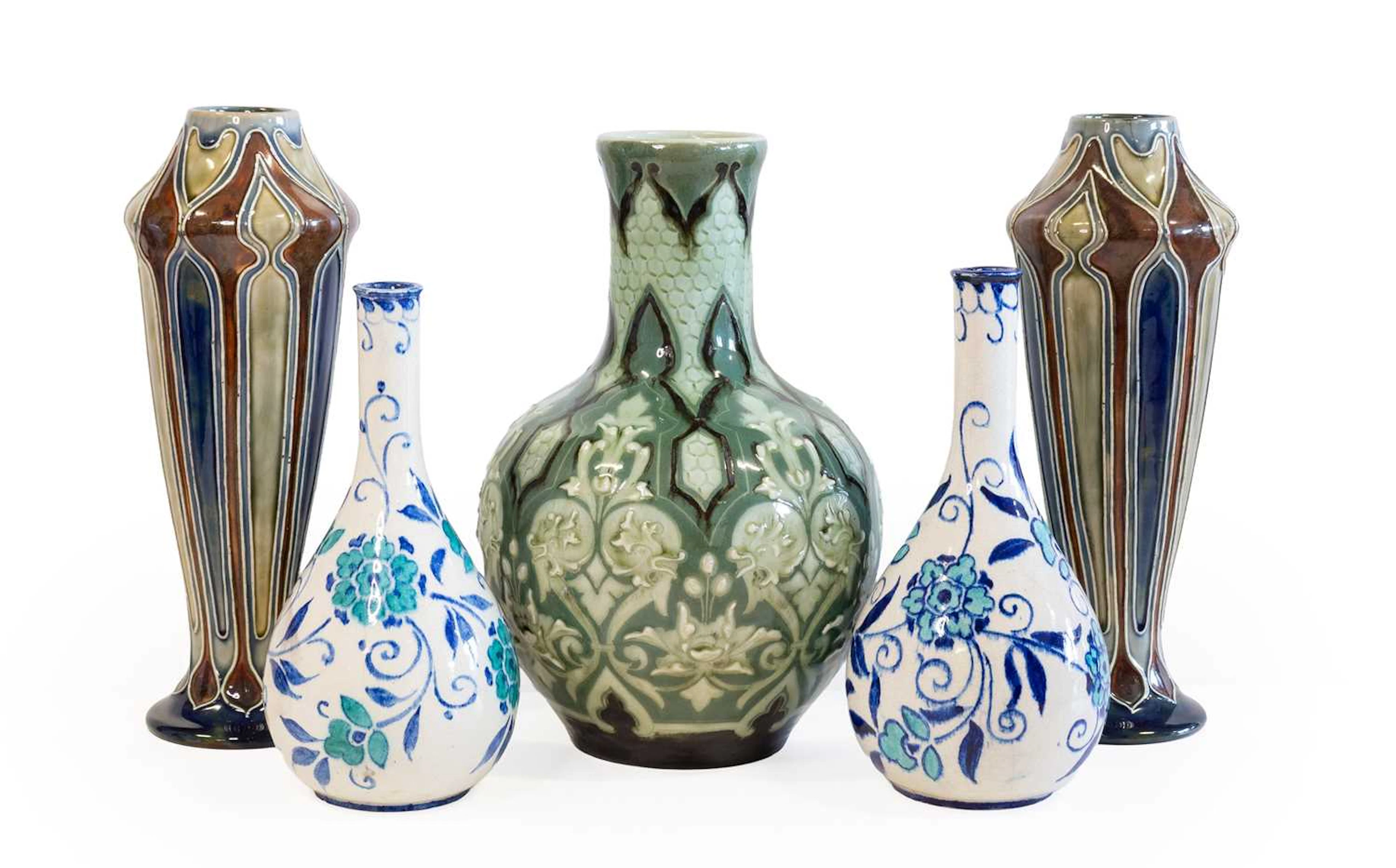Frank A Butler (active 1872-1911): A Pair of Royal Doulton Lambeth