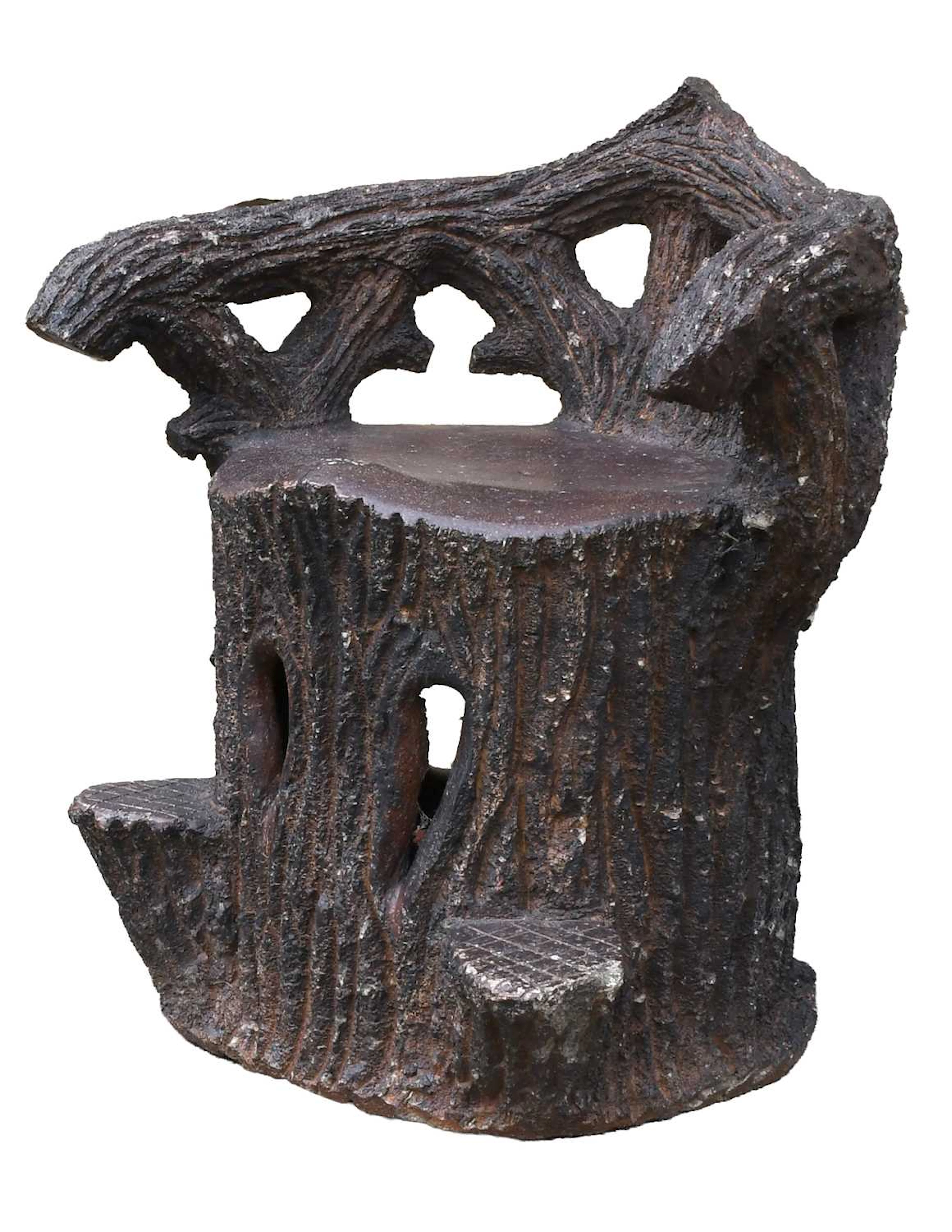 A Rustic Salt-glazed Brown Fireclay Garden Chair