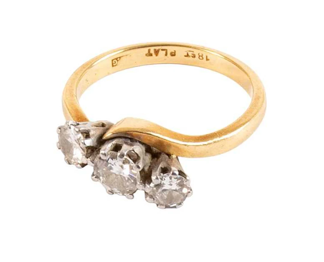 A Diamond Three Stone Twist Ring