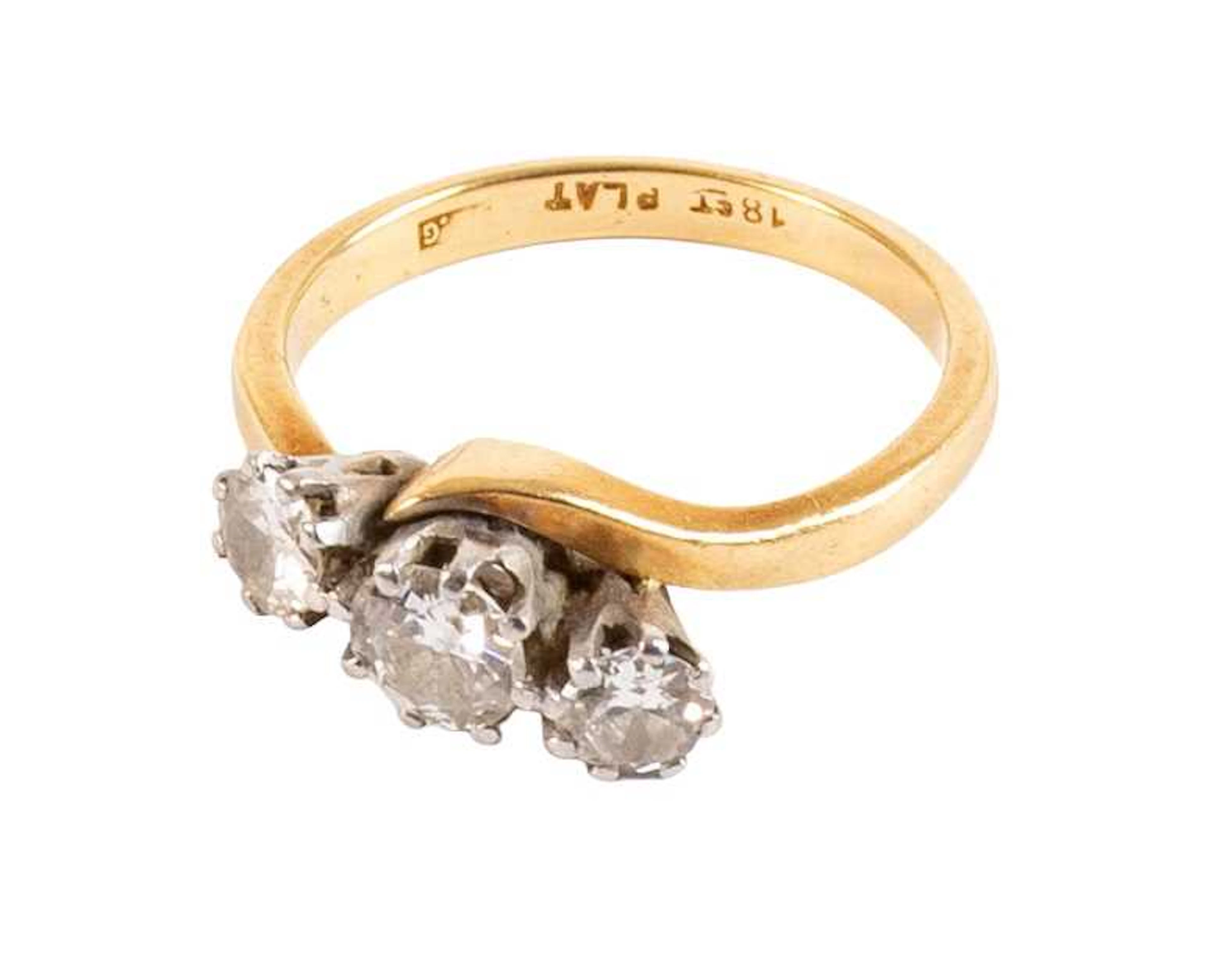 A Diamond Three Stone Twist Ring