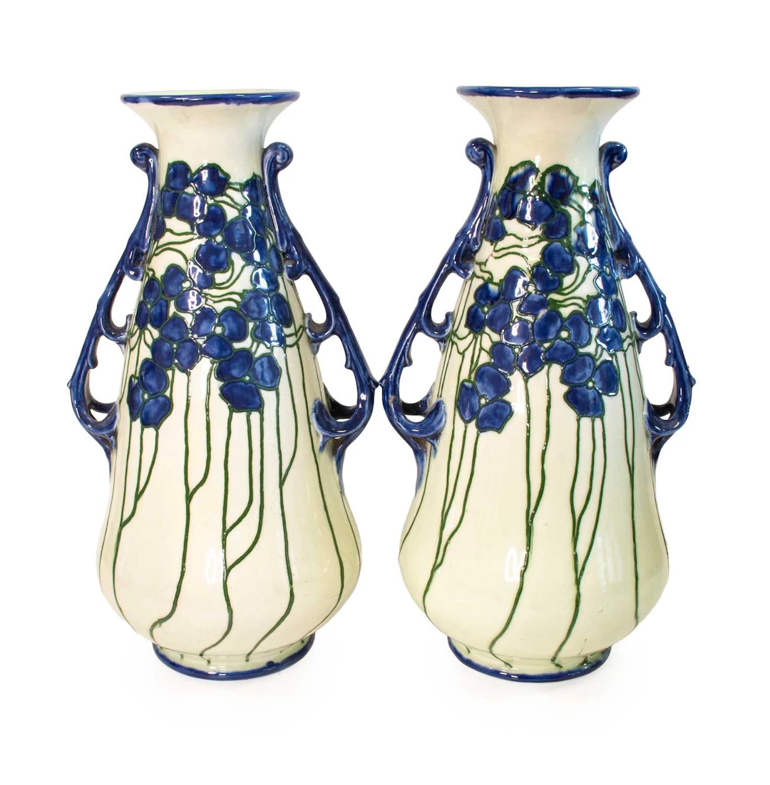 A Pair of Minton Secessionist Twin-Handled Vases