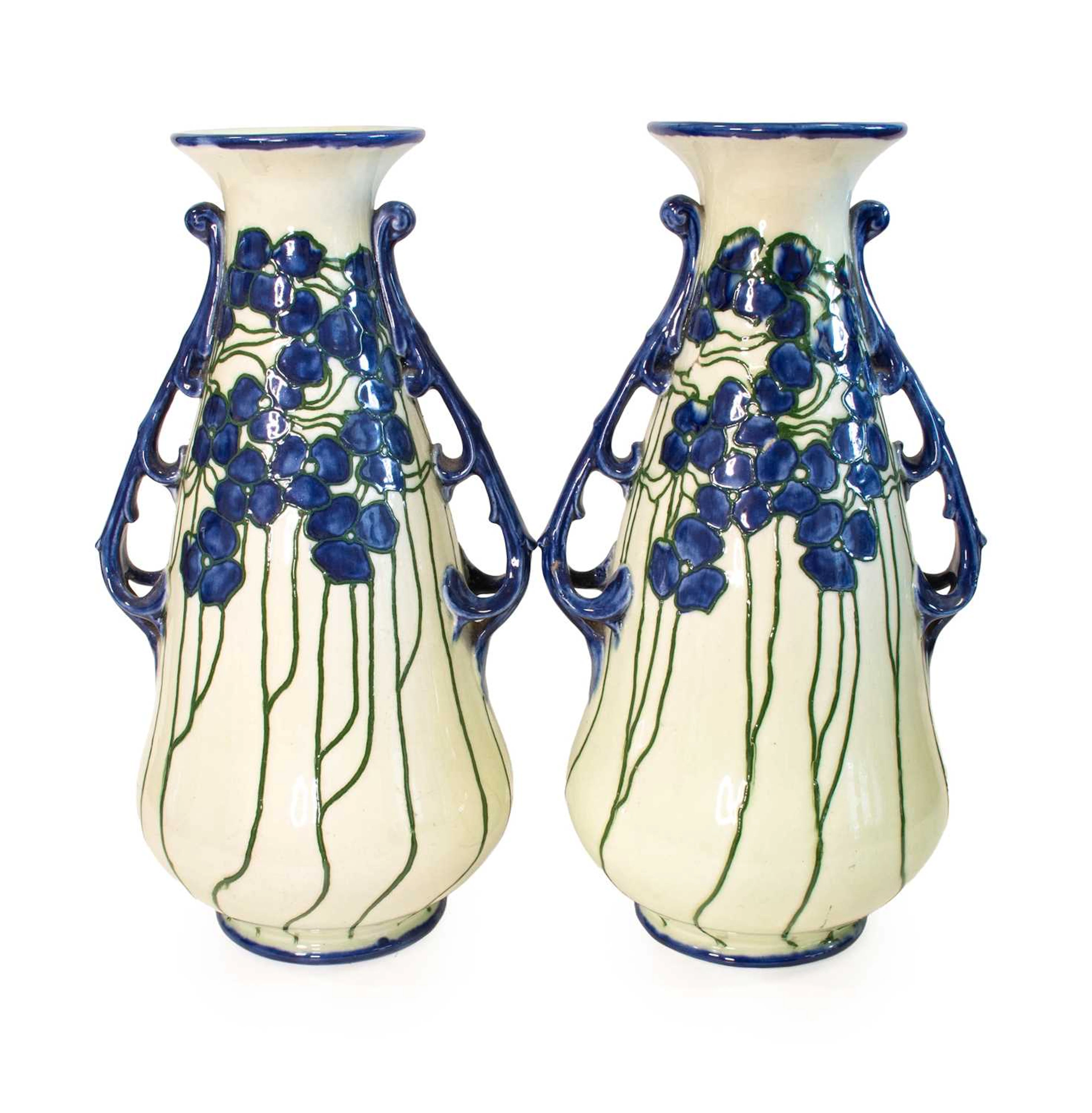A Pair of Minton Secessionist Twin-Handled Vases