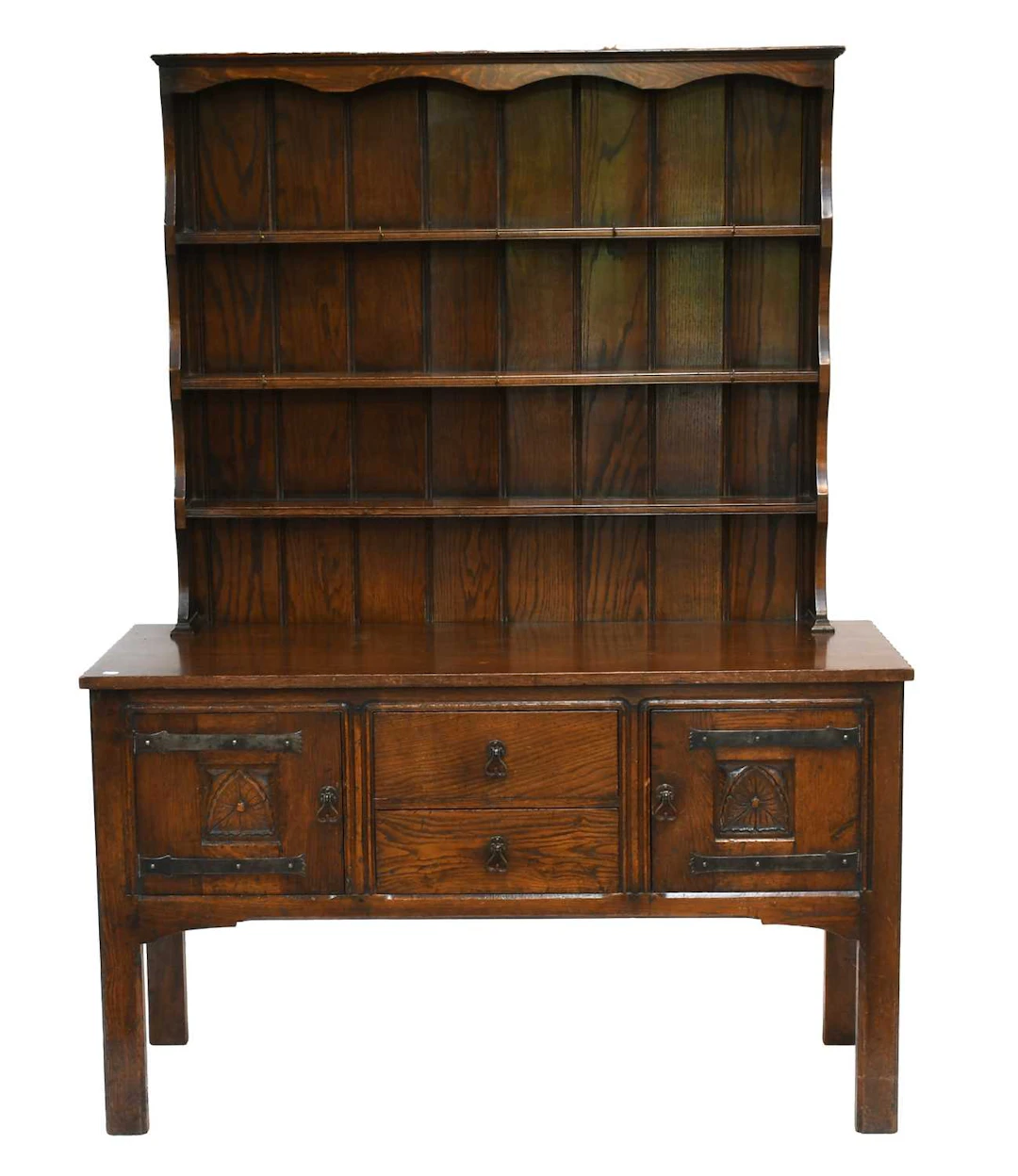 An Arts & Crafts Style Oak Dresser and Rack
