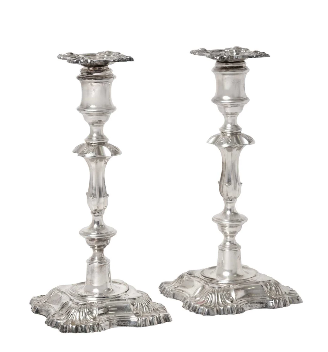 A Pair of Elizabeth II Silver Candlesticks by James Dixon and Sons