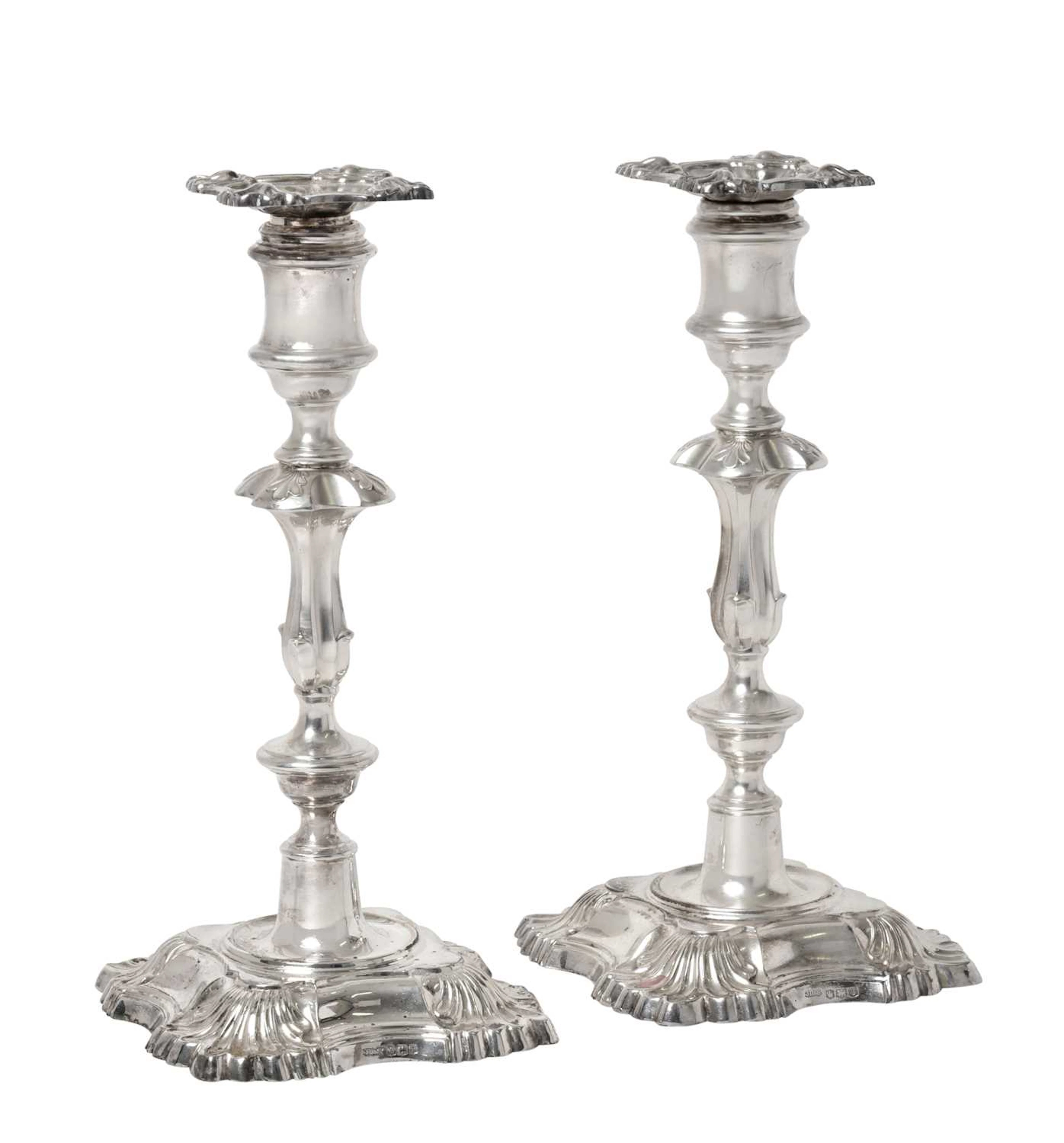 A Pair of Elizabeth II Silver Candlesticks by James Dixon and Sons