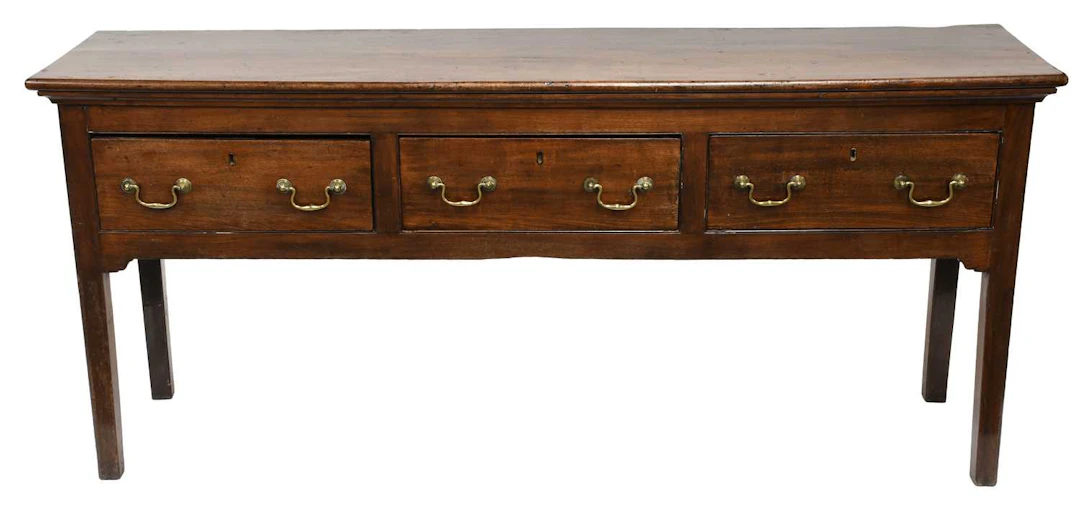 A Three-Drawer Oak Dresser Base