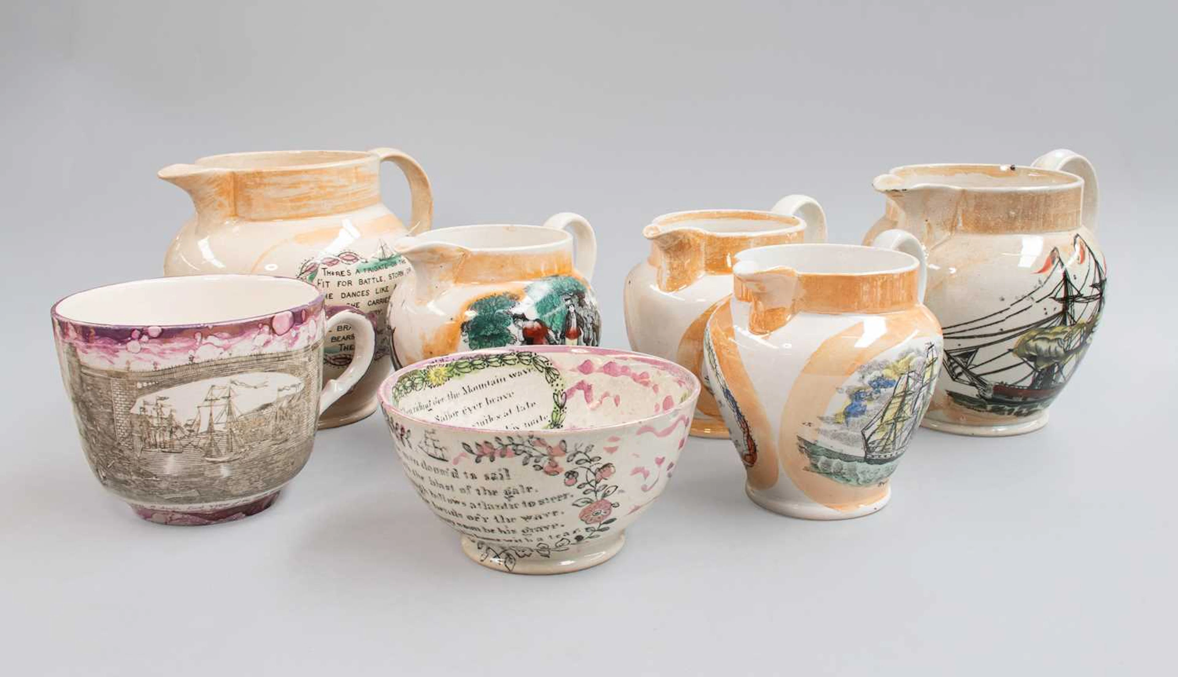 A Group of Sunderland Lustre Pottery, 19th century