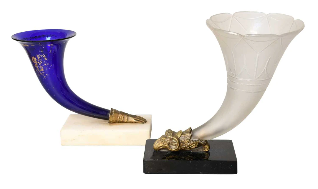 Frosted Glass Cornucopia Vase
