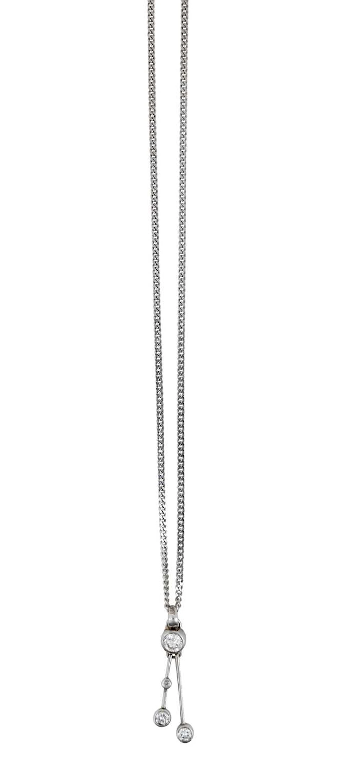 A 9 Carat White Gold Diamond Pendant on Chain