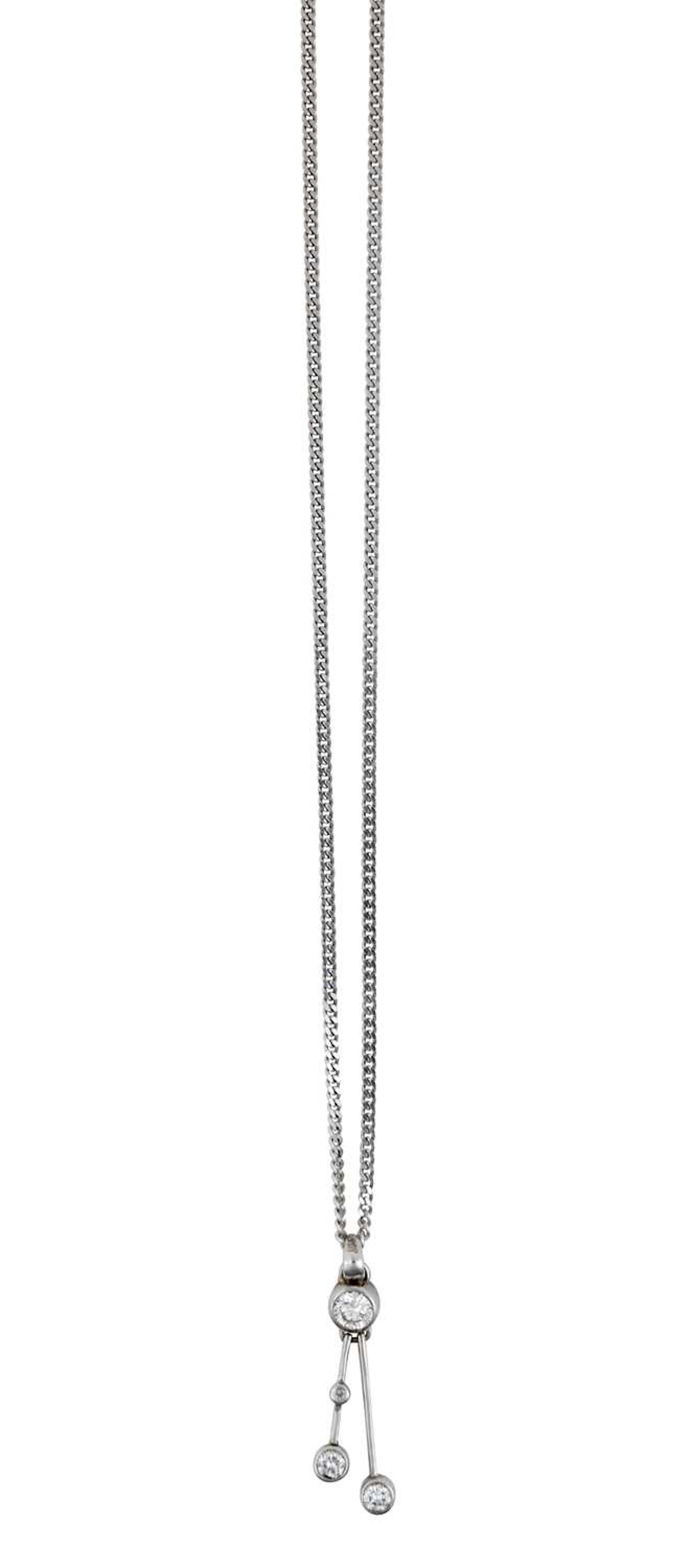 A 9 Carat White Gold Diamond Pendant on Chain