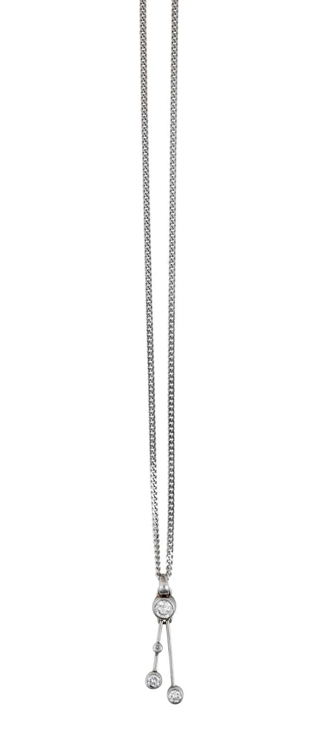 A 9 Carat White Gold Diamond Pendant on Chain