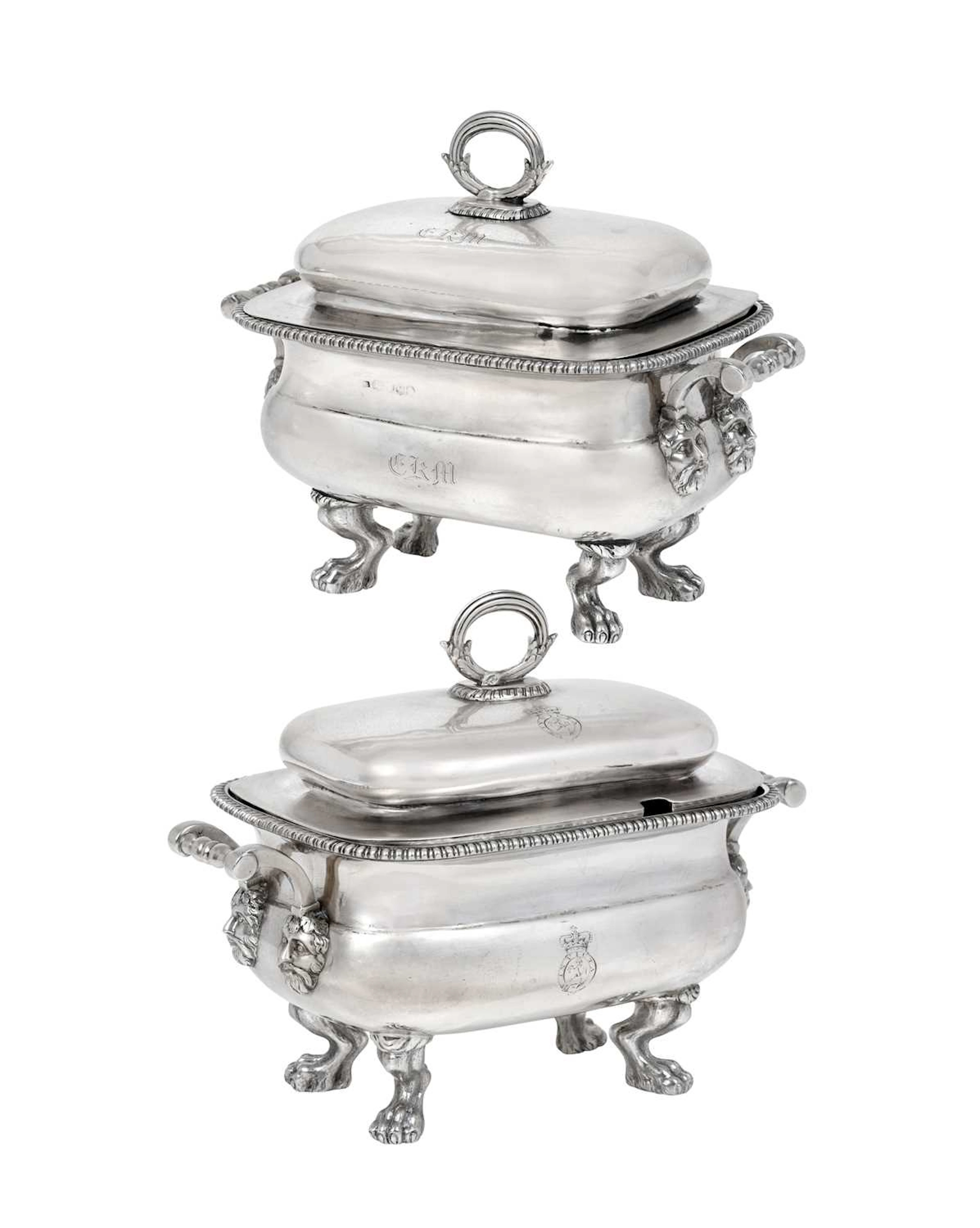 A Pair of George III Silver Sauce-Tureens and Covers by Abstinando