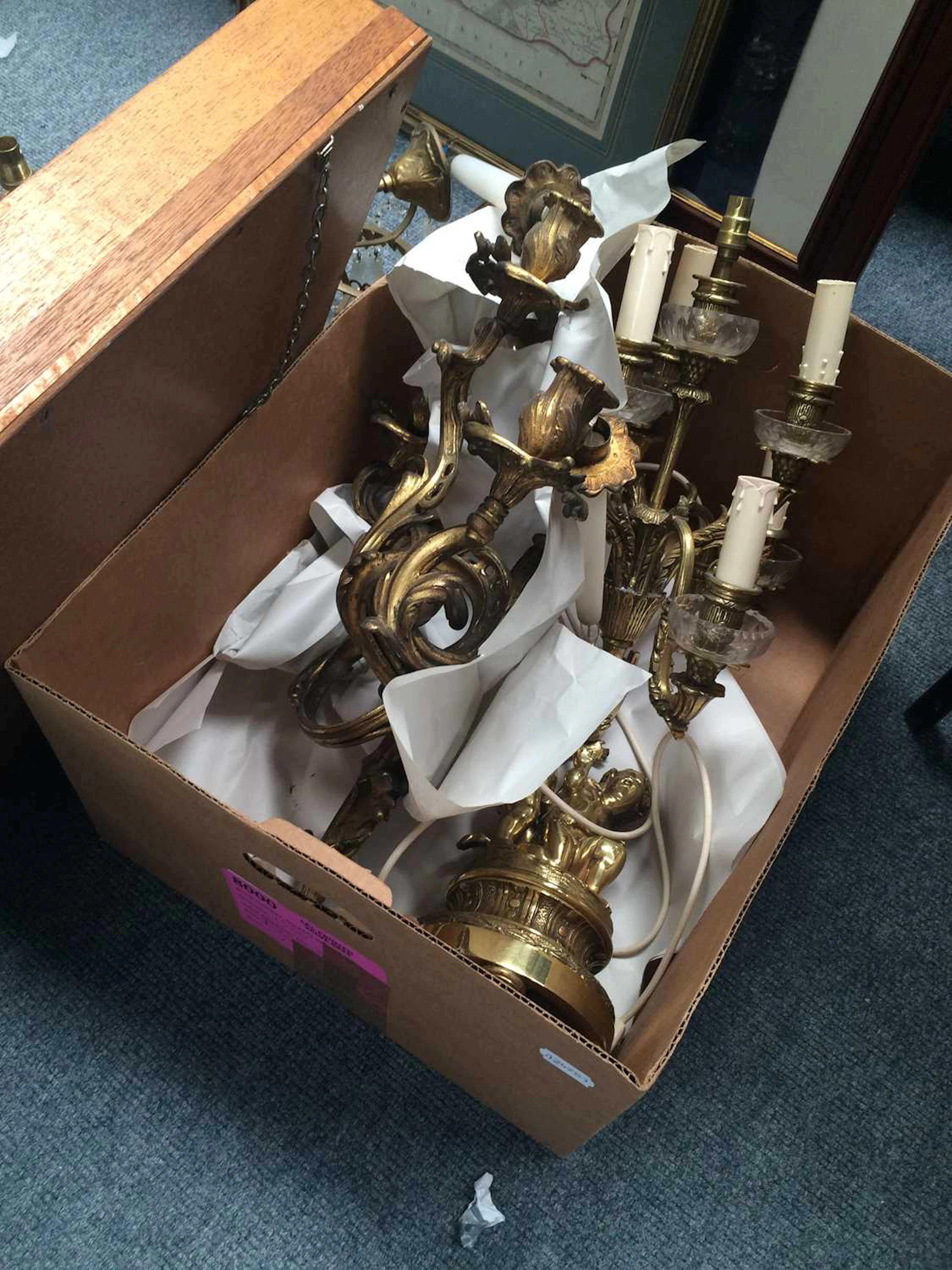 A Seven Light Figural Gilt-Metal Candelabra, in the style of Claude