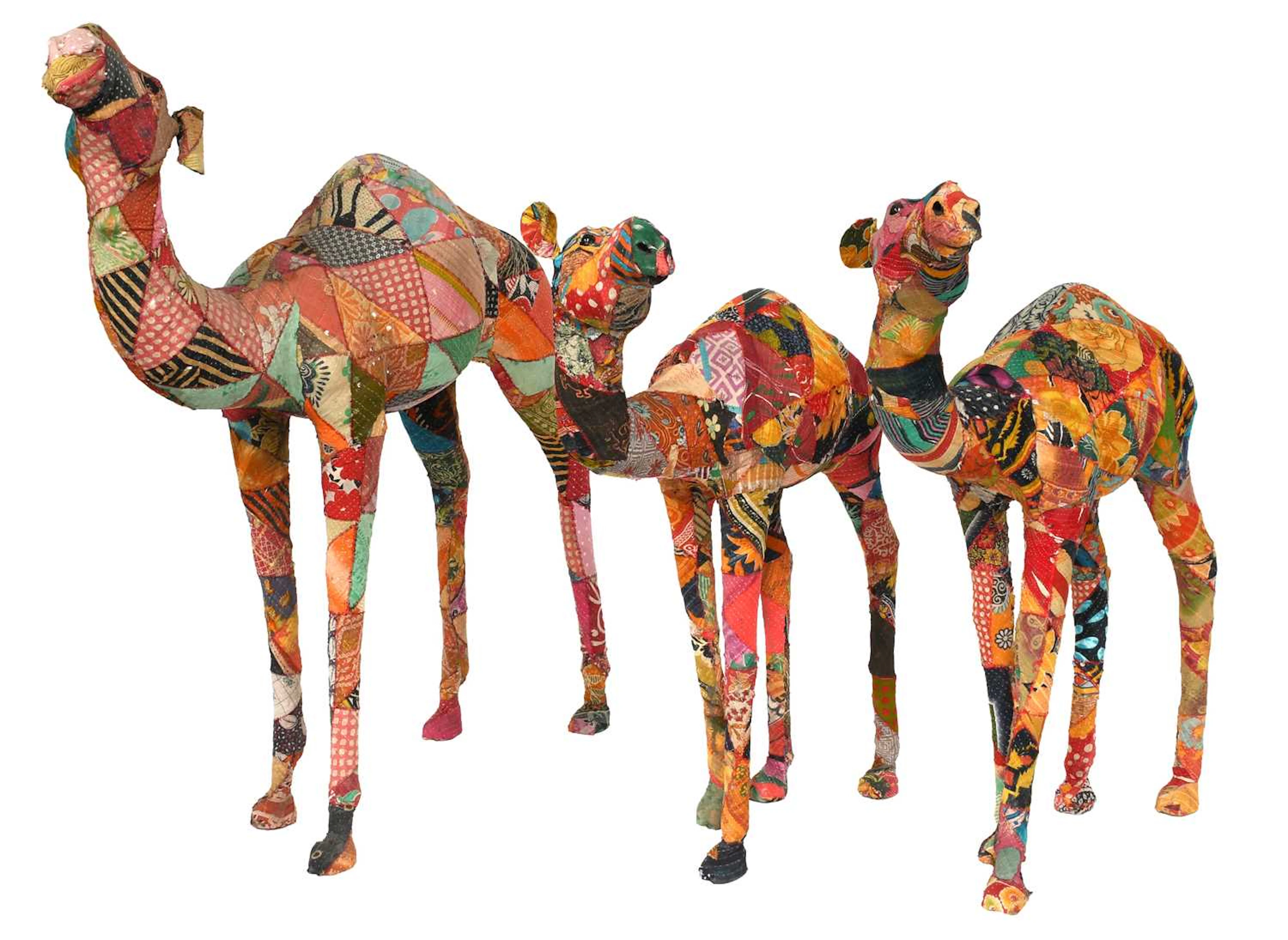 A Large Patchwork Kantha Fabric Mounted Model of a Camel