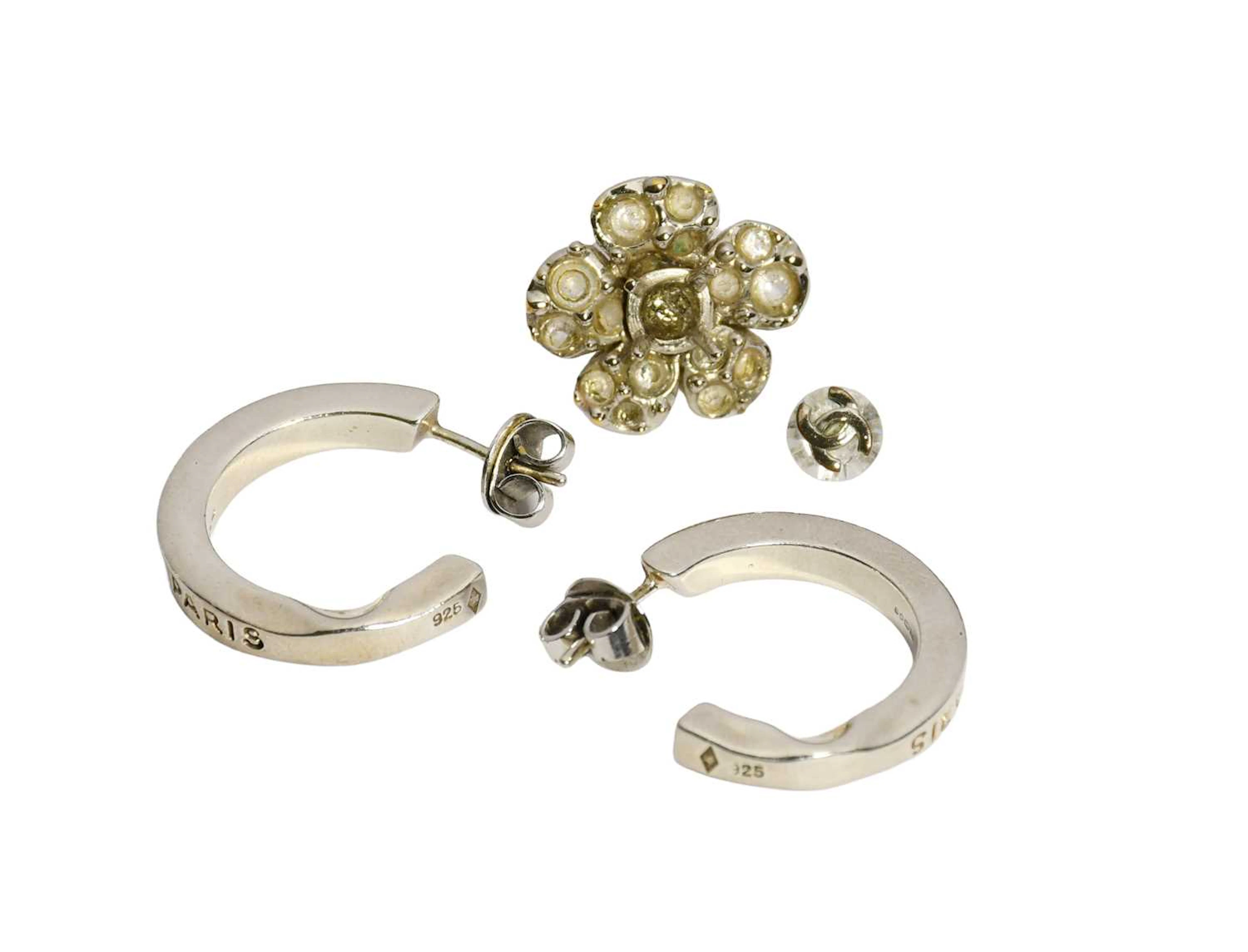 A Pair of Silver Hoop Earrings, by Chanel, A Single Earring, by Chanel