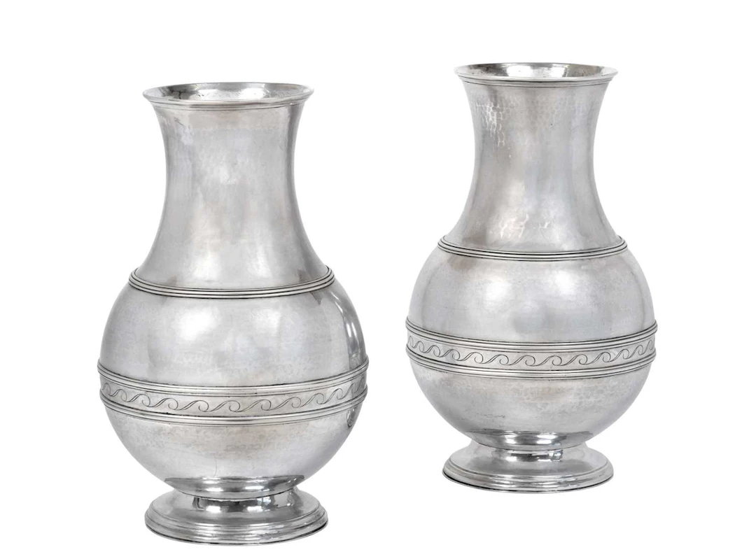 A Pair of George V Silver Vases by H. G. Murphy, London 1934, by H.