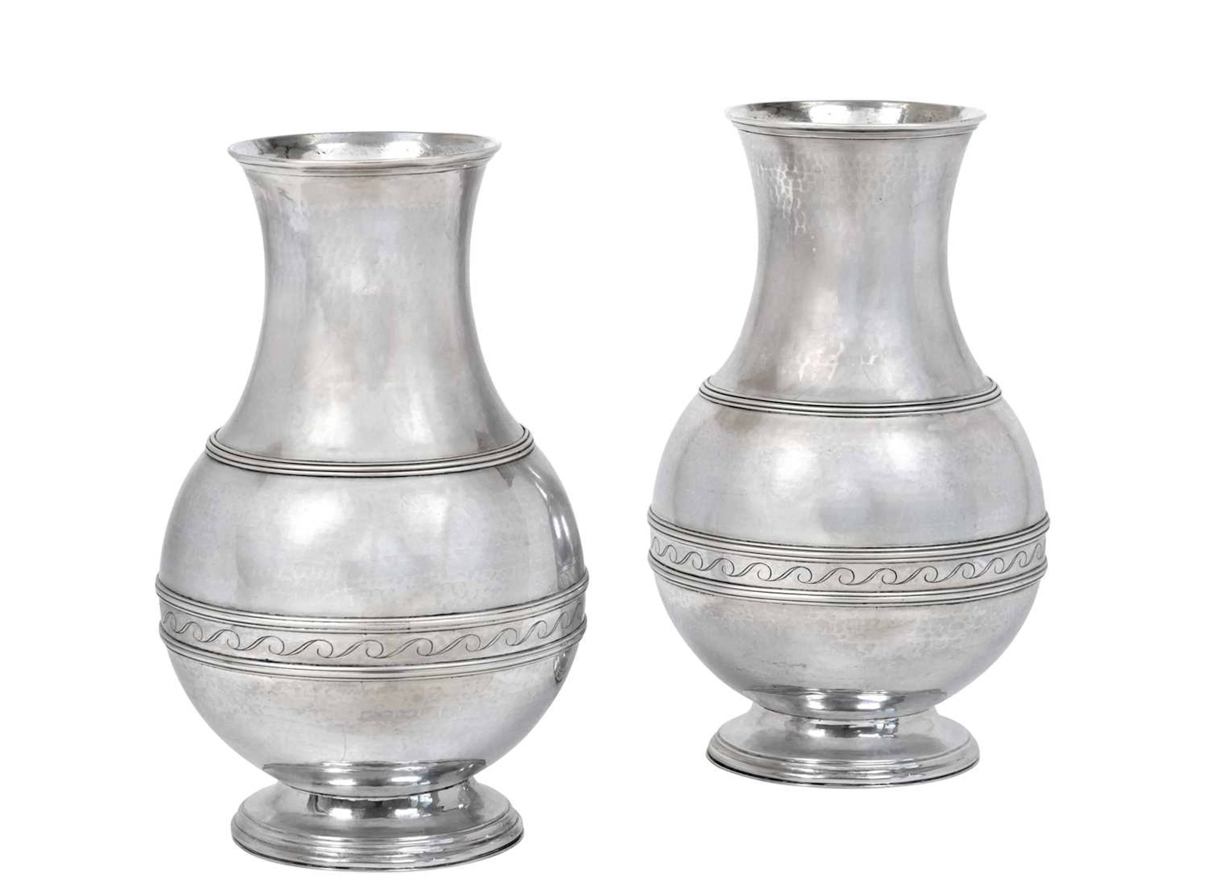 A Pair of George V Silver Vases by H. G. Murphy, London 1934, by H.