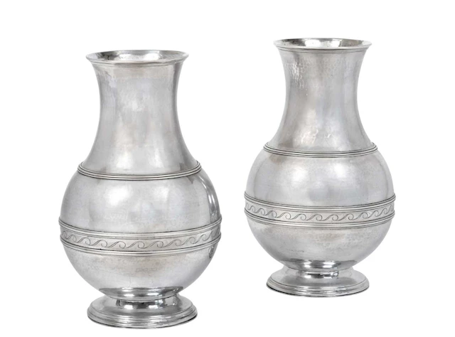 A Pair of George V Silver Vases by H. G. Murphy, London 1934, by H.