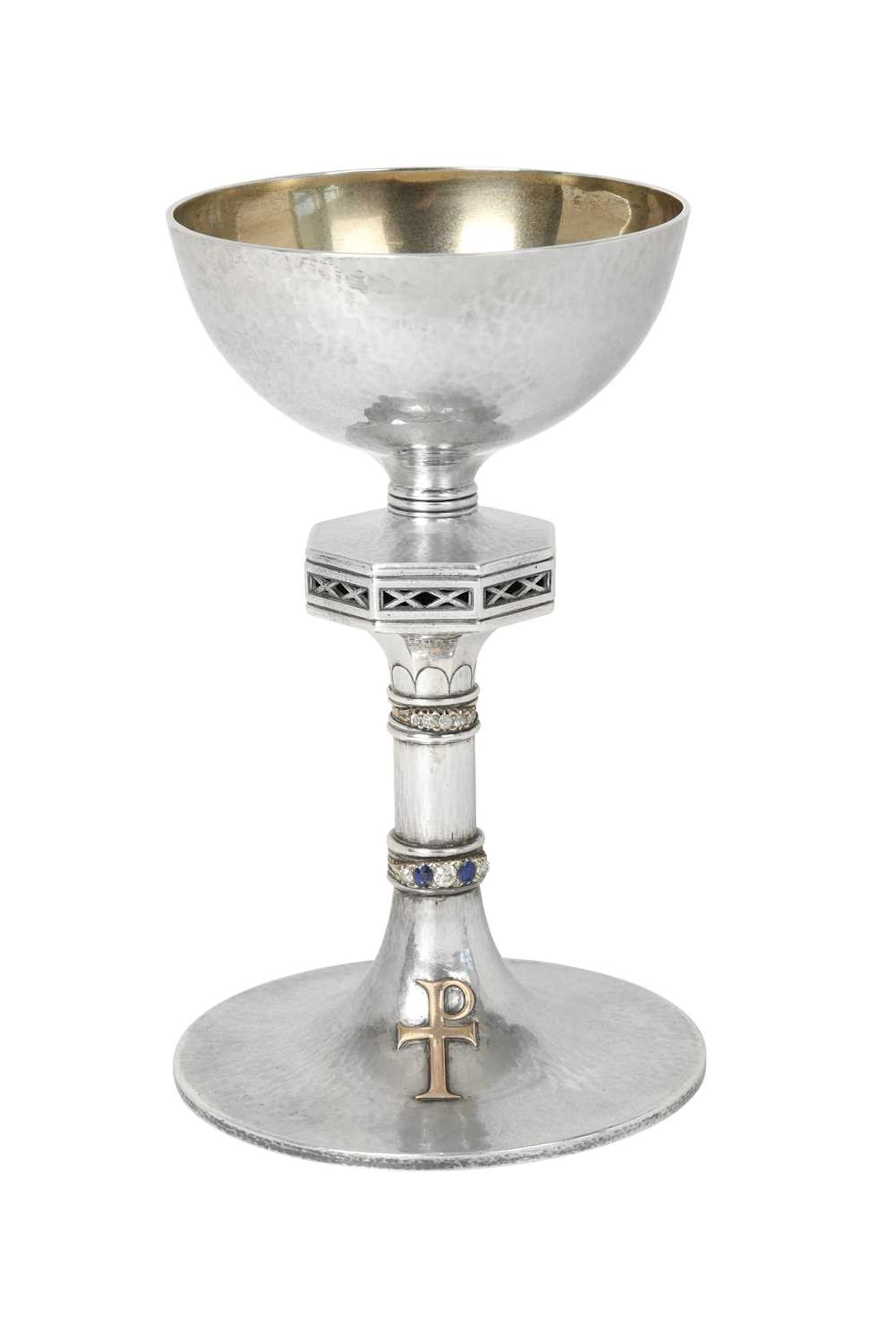 An Elizabeth II Multi-Gem Set Silver Chalice Apparently Unmarked