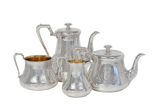 A Four-Piece Victorian Silver Tea and Coffee-Service by Daniel and