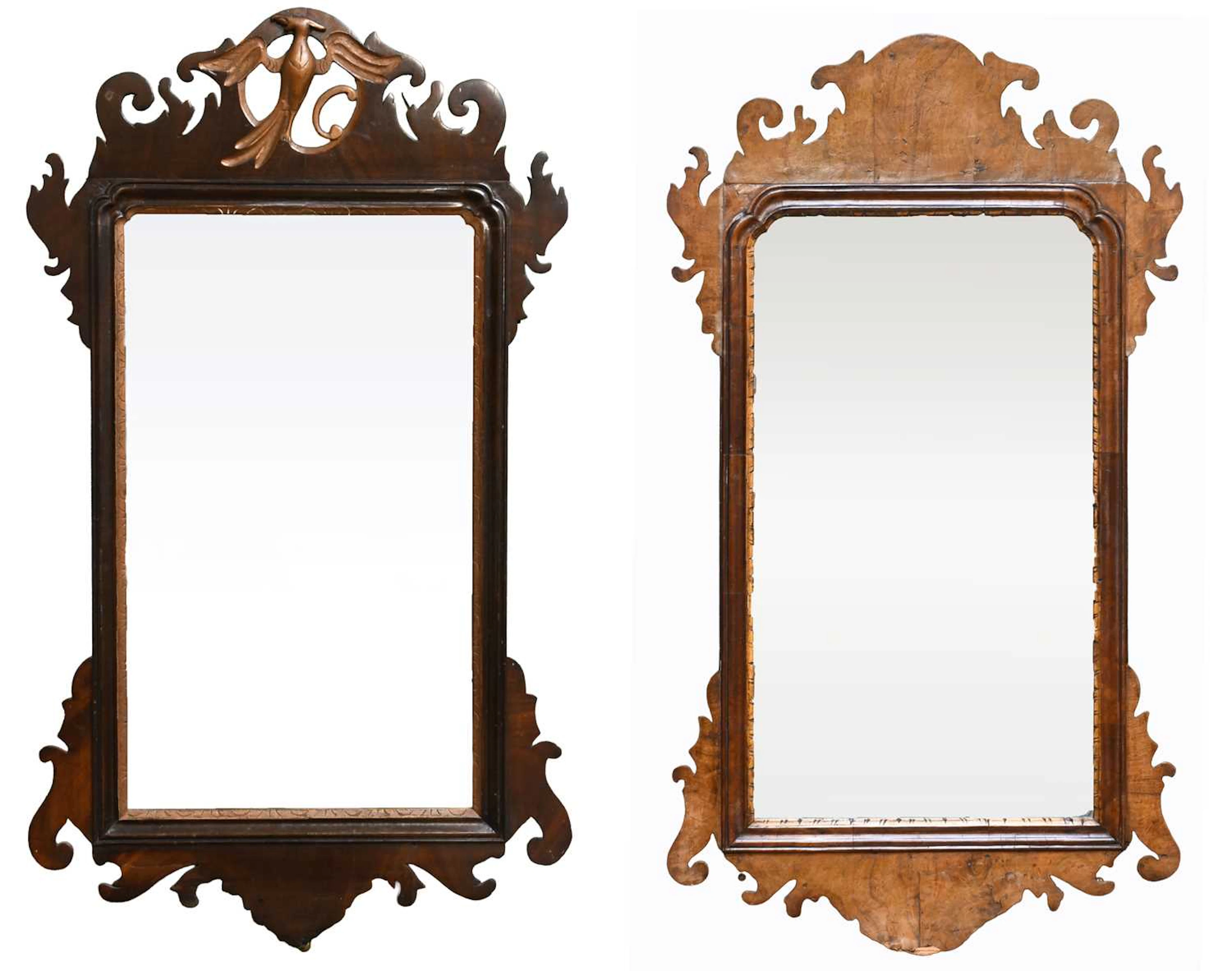 A Walnut George III Fretwork Mirror