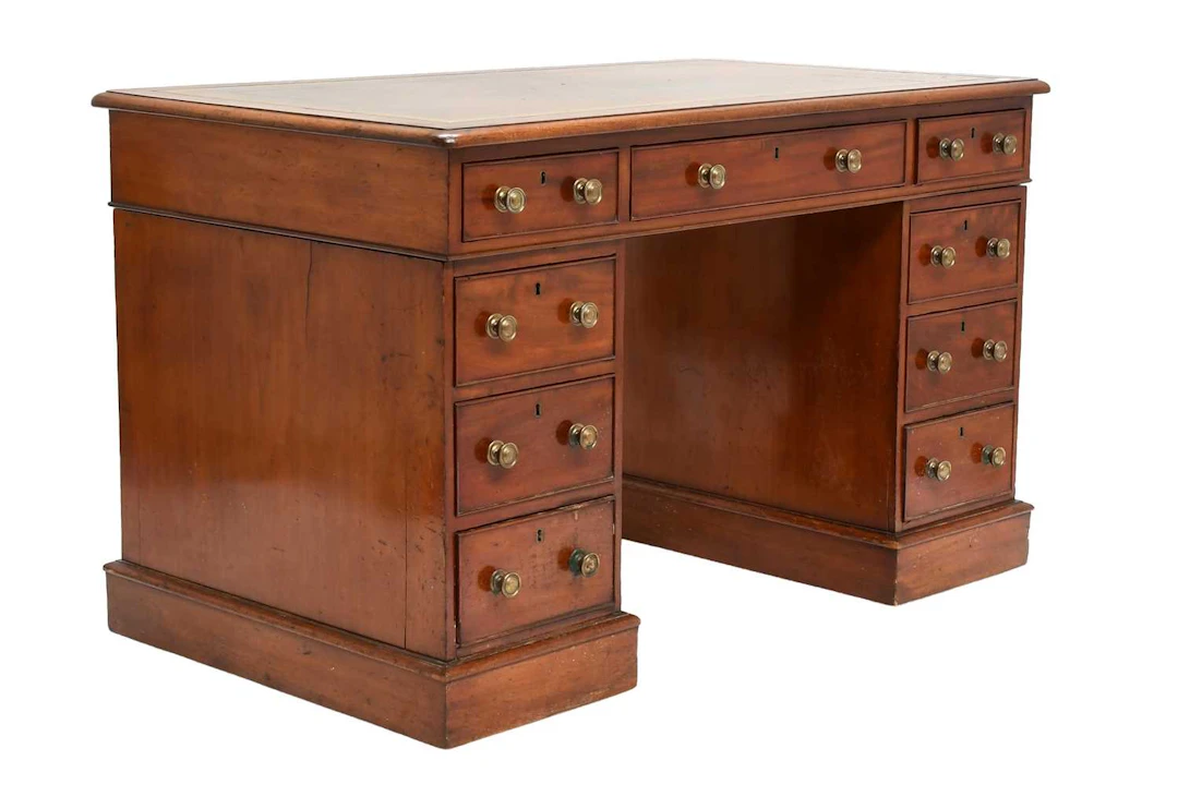 A Victorian Mahogany Pedestal Desk, mid 19th century