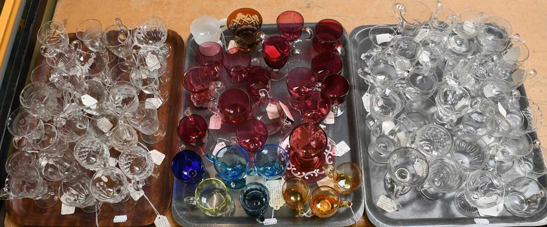 A Collection of Various Glass Custard Cups, Victorian and later