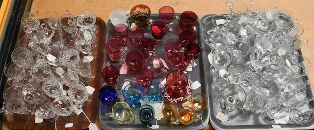 A Collection of Various Glass Custard Cups, Victorian and later