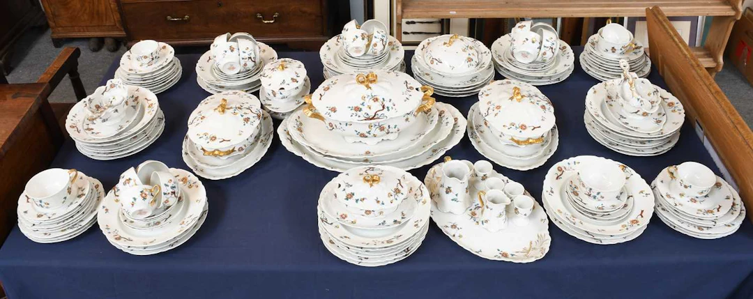 A Haviland Limoges 12 Place Porcelain Dinner, Tea and Coffee Service