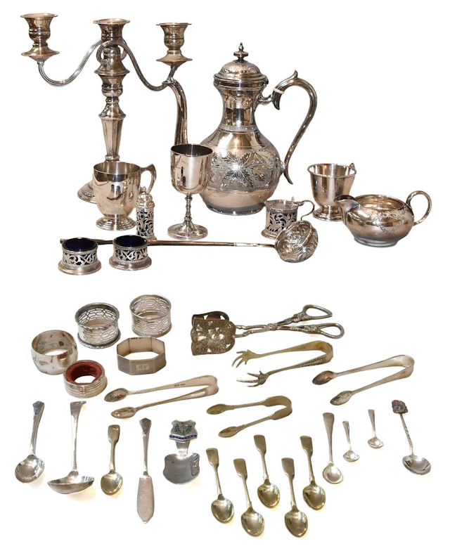 A Collection of Assorted Silver and Silver Plate