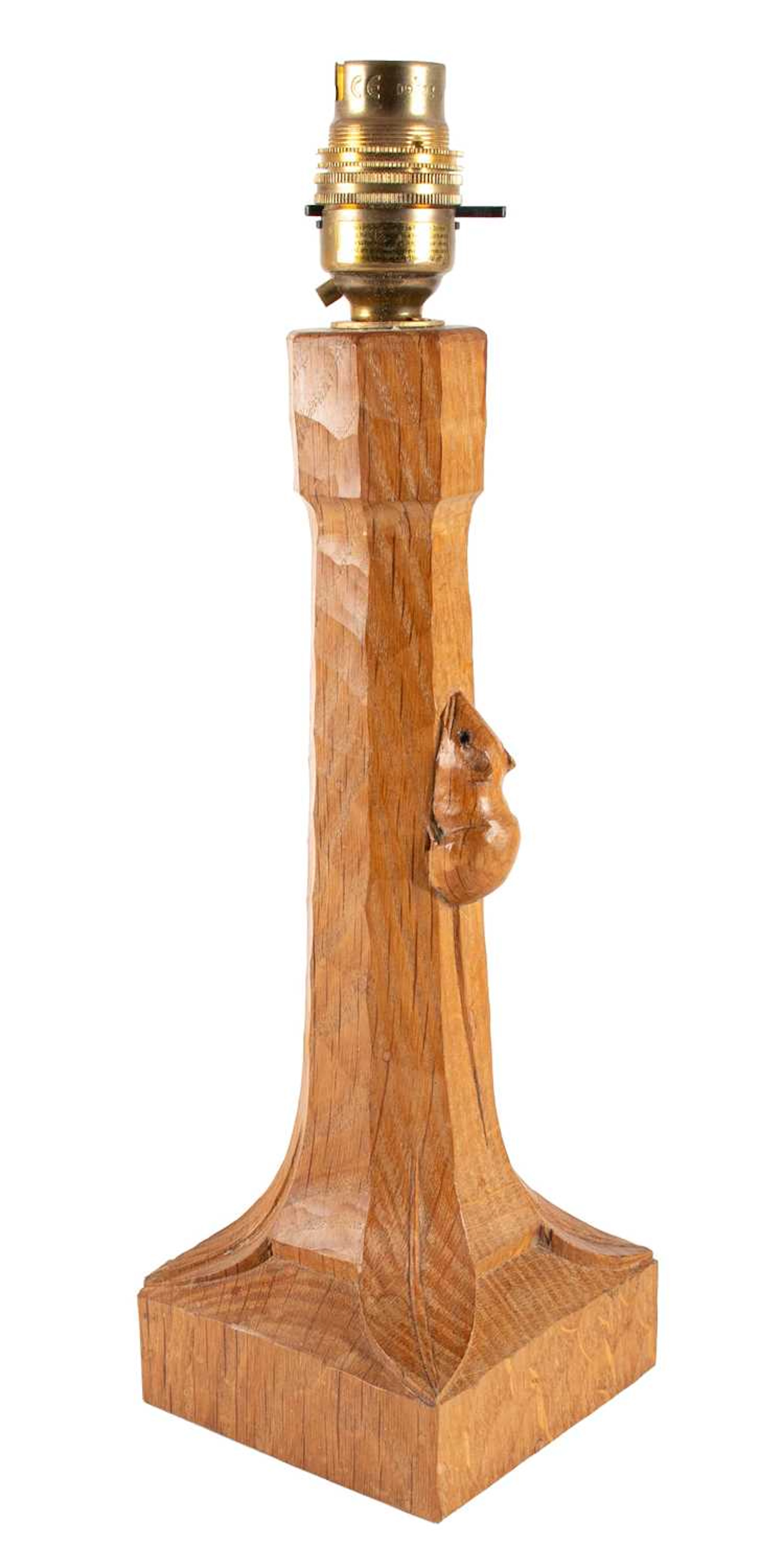 Workshop of Robert Mouseman Thompson (Kilburn): An English Oak Table Lamp