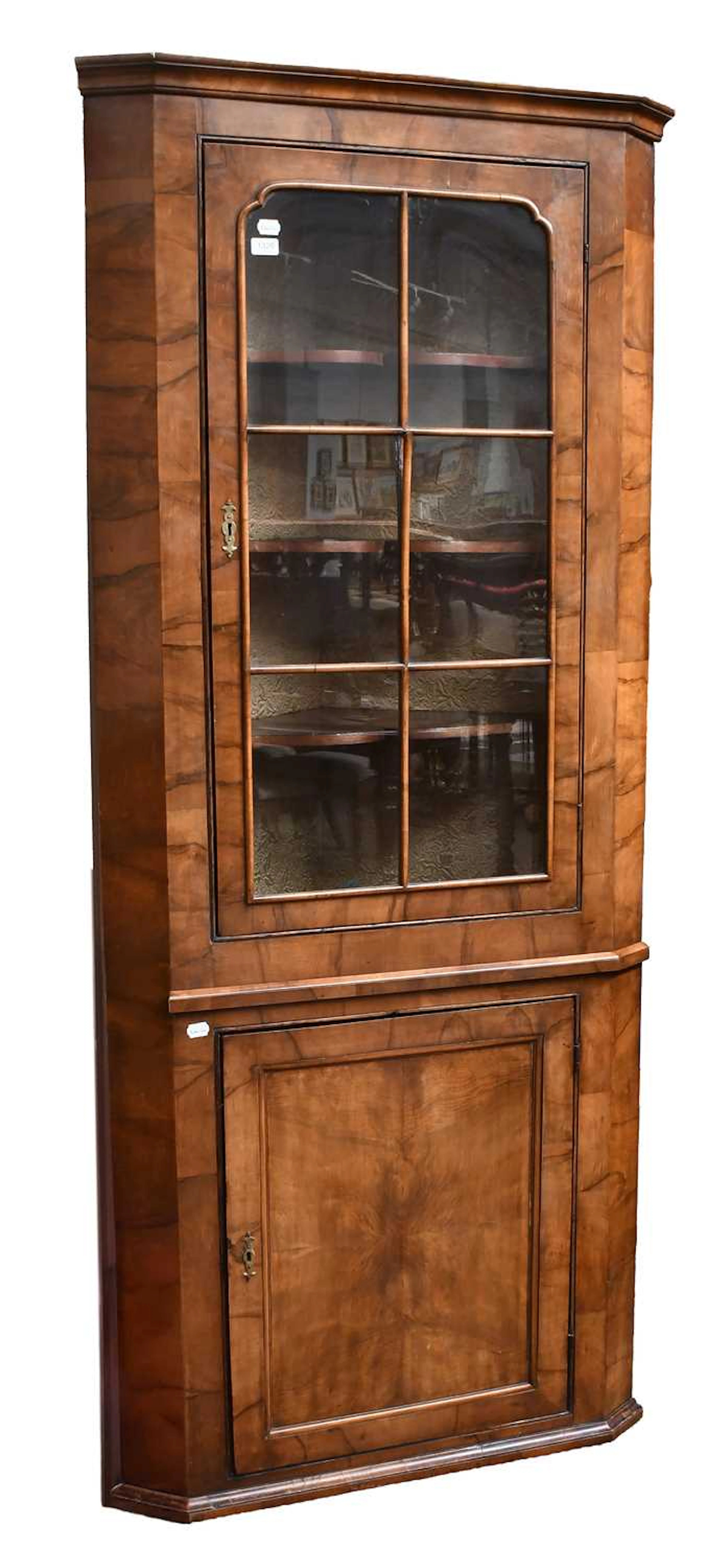 A Walnut Freestanding Corner Cupboard, 20th Century