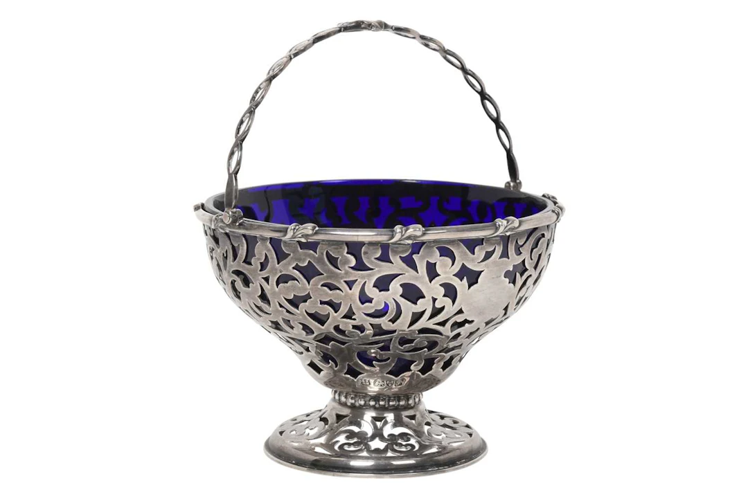 An Edward VII Silver Sugar Basket by George Nathan and Ridley Hayes