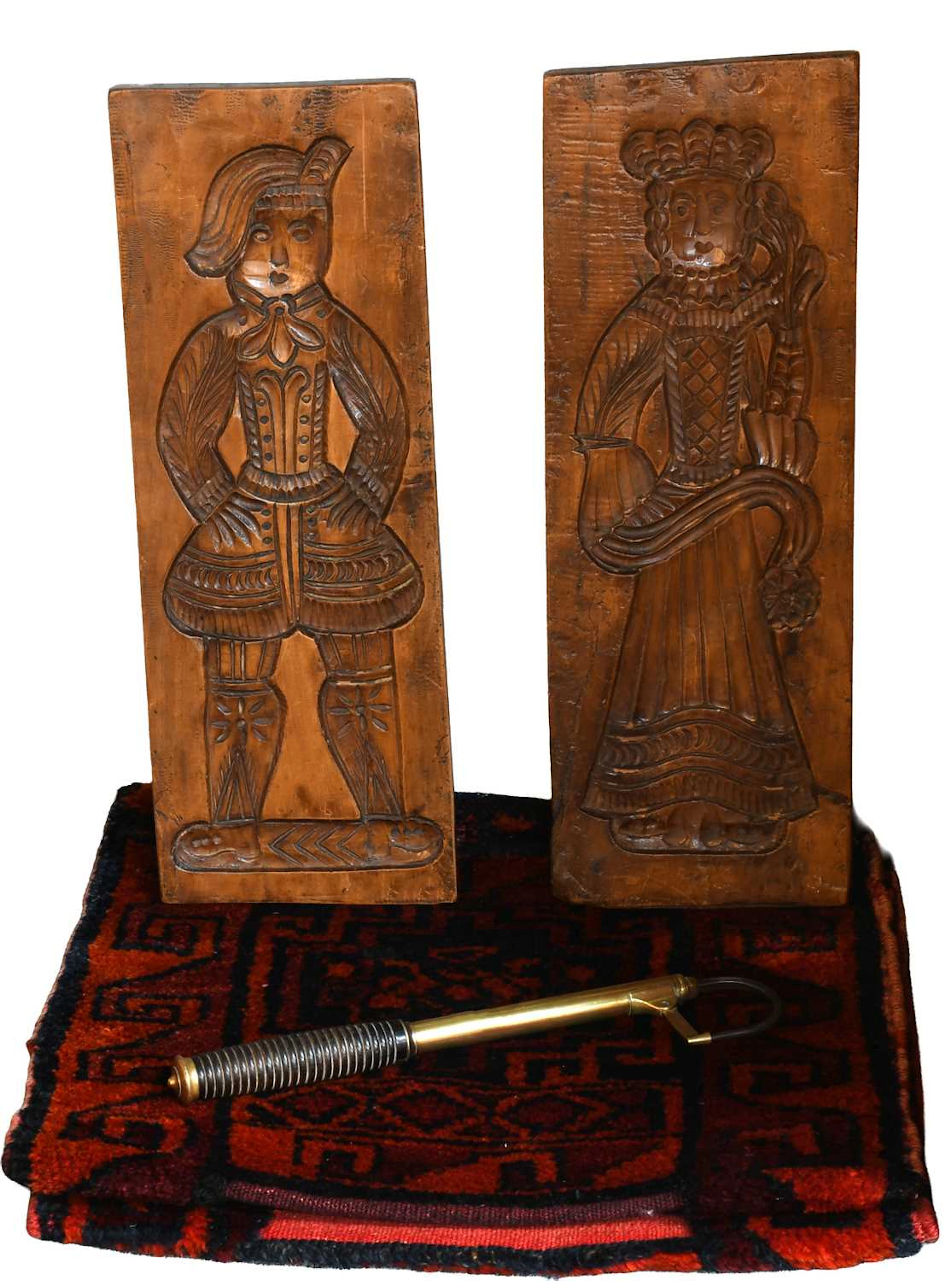 A Pair of Sycamore Carved Gingerbread Moulds, in 17th century style