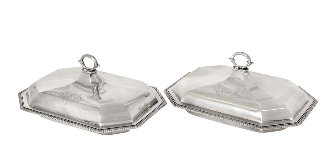 A Pair of George III Silver Entrée-Dishes and Covers by Robert and