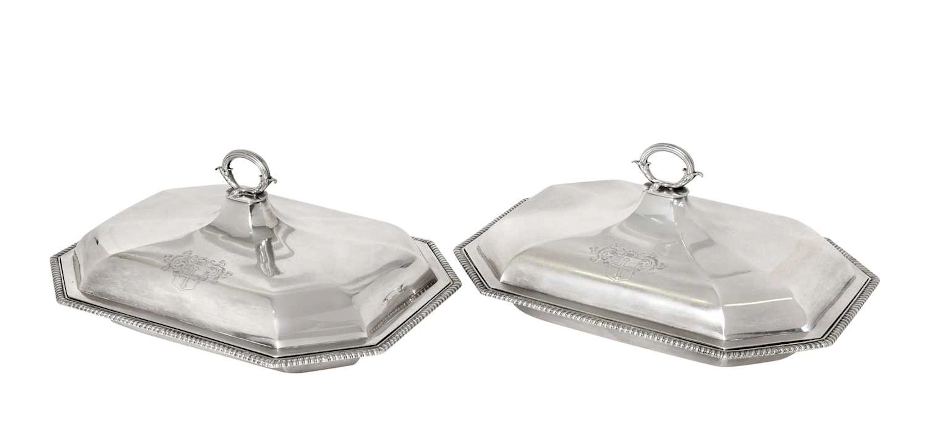 A Pair of George III Silver Entrée-Dishes and Covers by Robert and