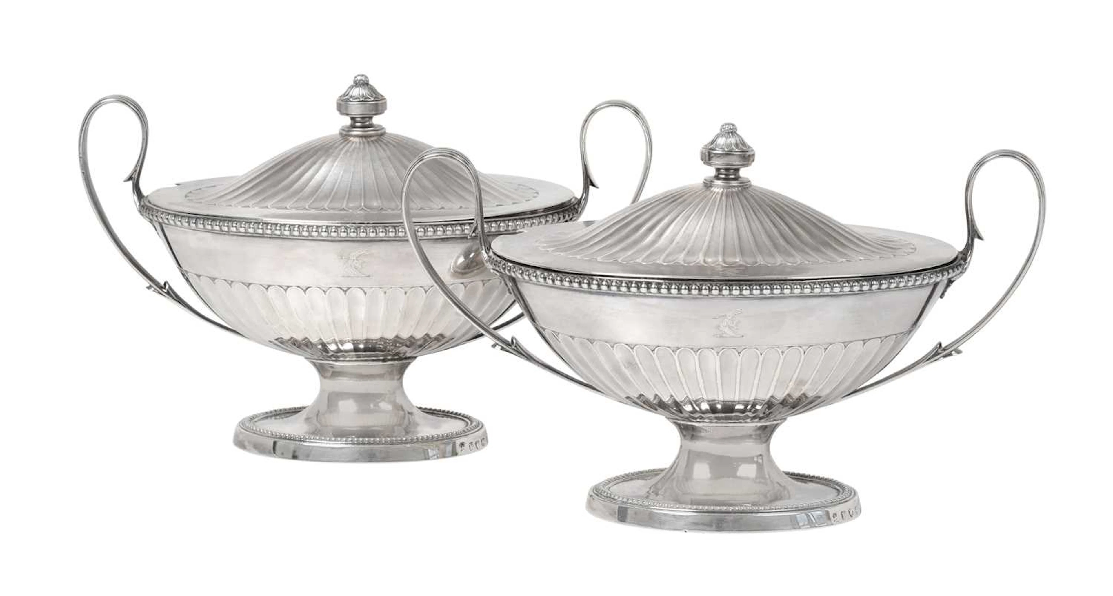 A Pair of George III Silver Sauce-Tureens and Covers by Daniel Smith