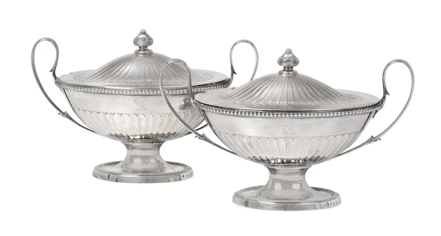 A Pair of George III Silver Sauce-Tureens and Covers by Daniel Smith