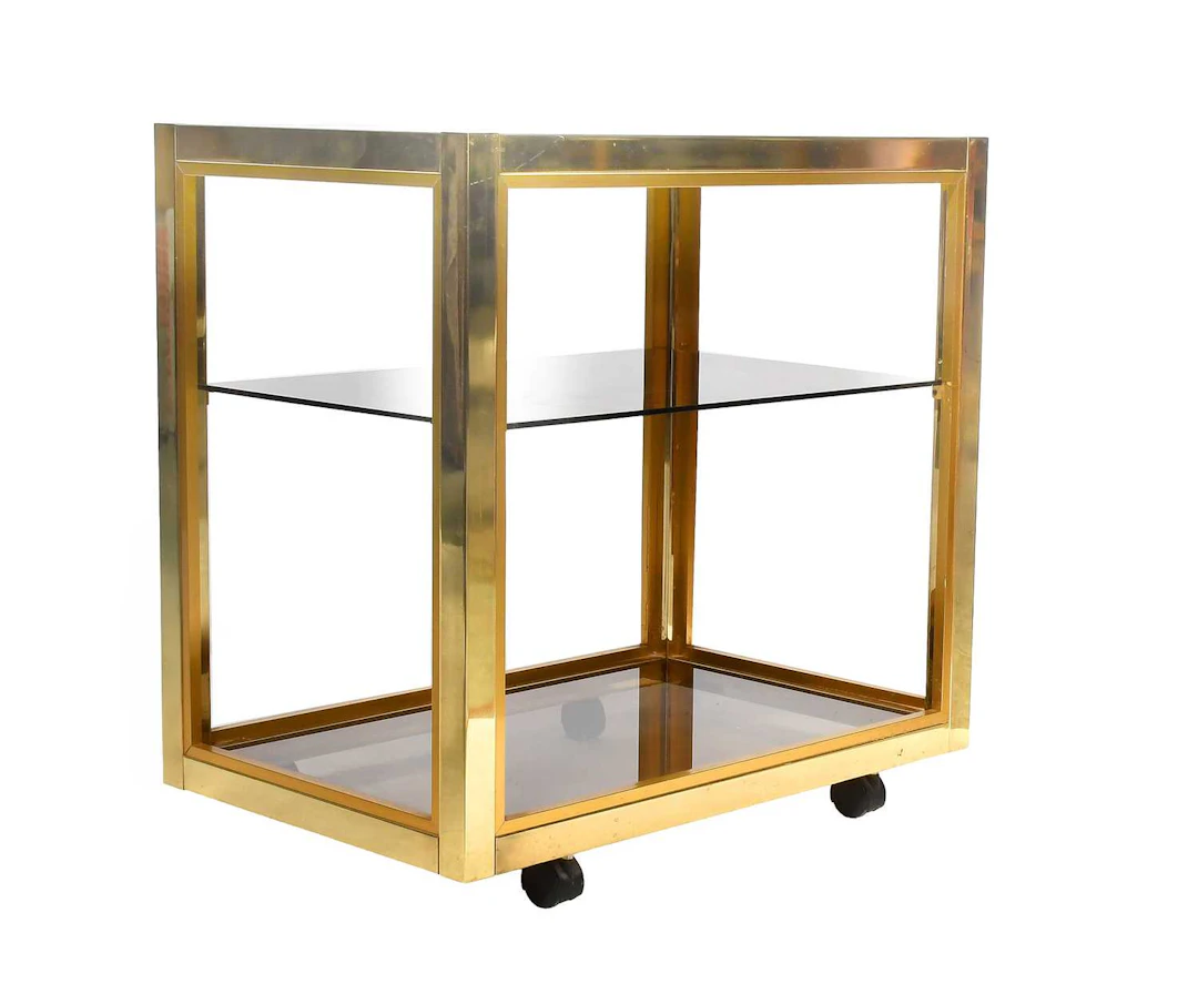 A 1970s Italian Hollywood Regency Renato Zevi Brass-Plated and Smokey
