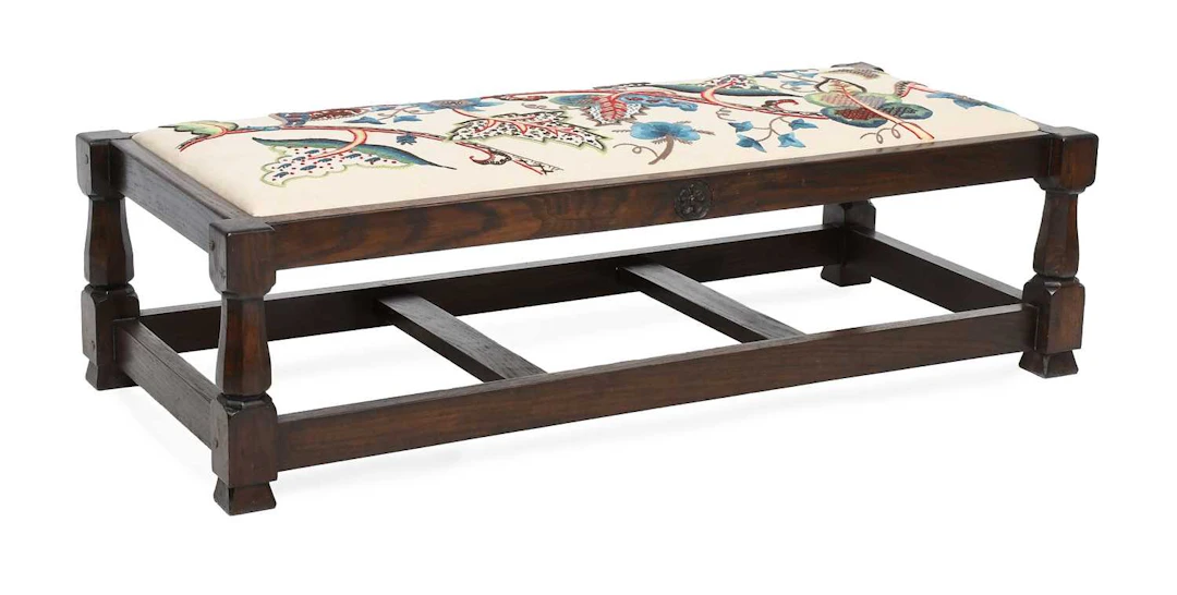 Yorkshire School: A Stained Oak Long Fireside Stool