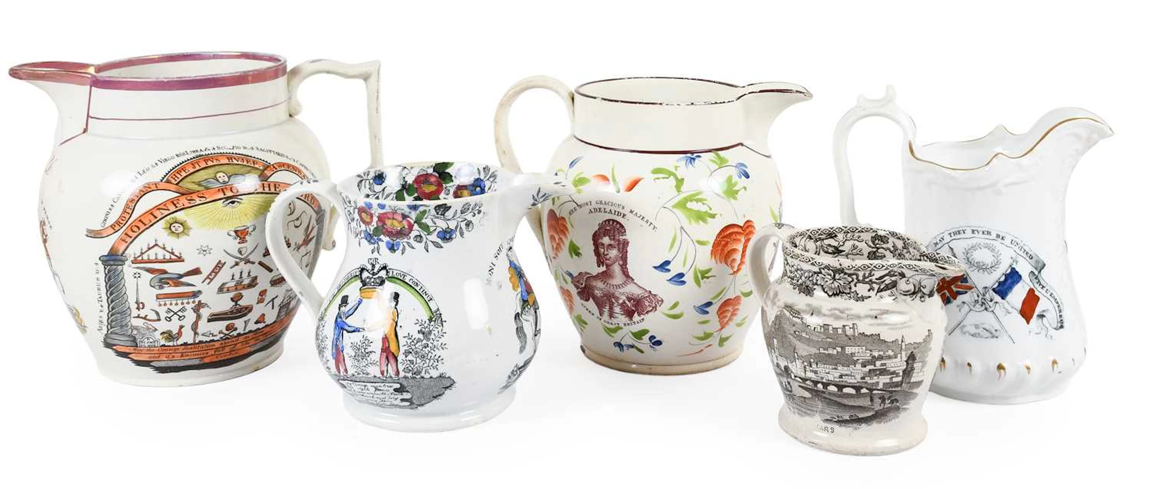 A Pearlware "William of Orange" Commemorative Jug, circa 1825, A Similar
