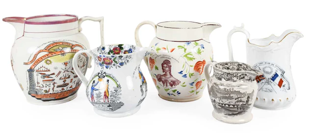A Pearlware "William of Orange" Commemorative Jug, circa 1825, A Similar