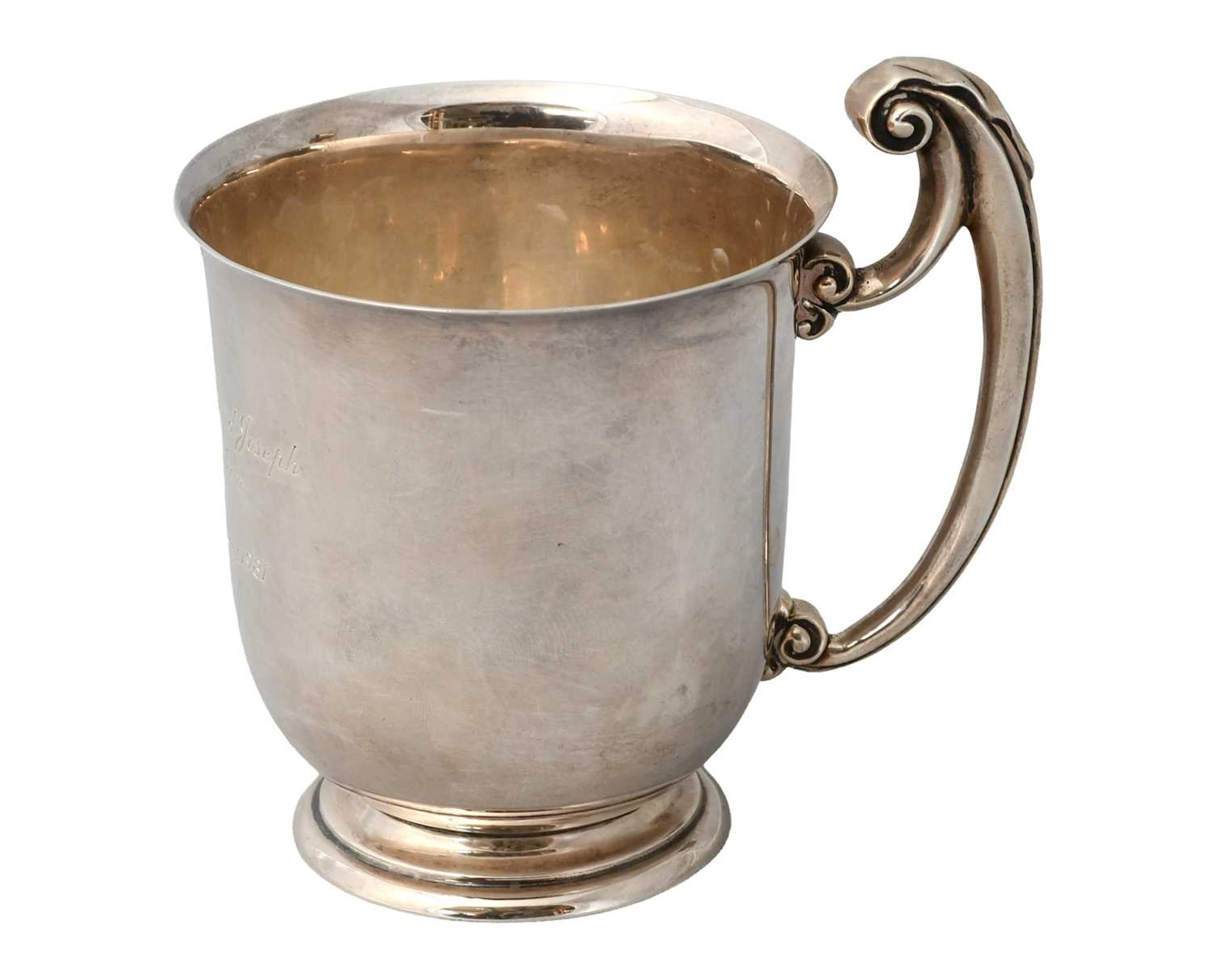 A George V Silver Christening-Mug, Maker's Mark Worn, Possibly by
