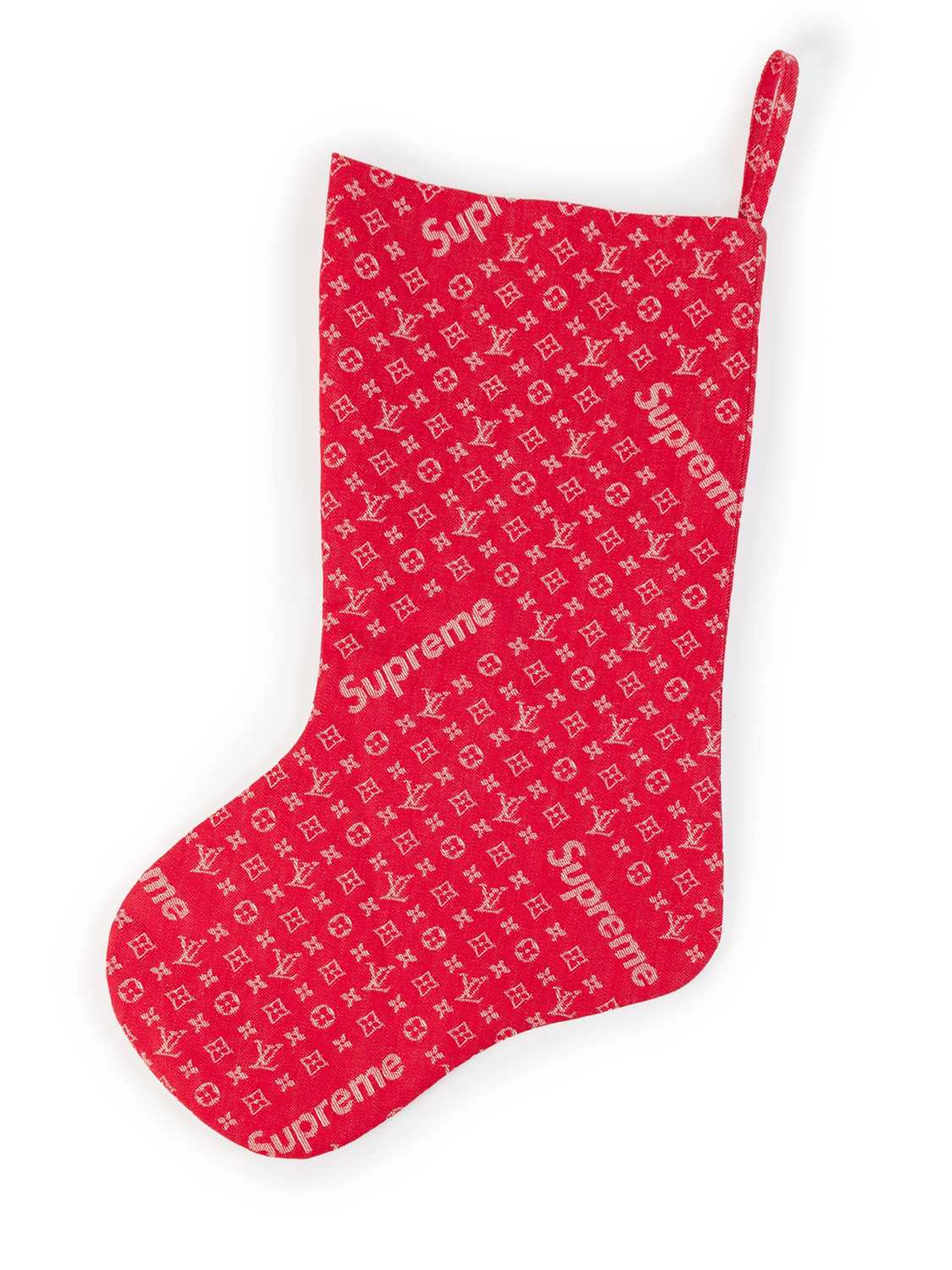 Louis Vuitton x Supreme Monogram Rare Red Denim Christmas Stocking
