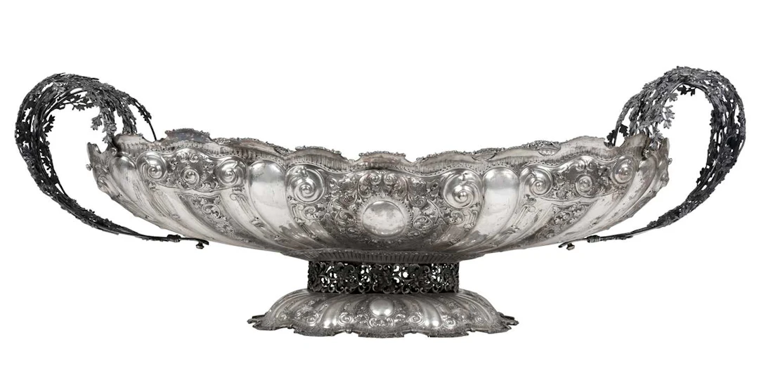 A Massive Italian Silver Centrepiece Bowl With Indistinct Maker's