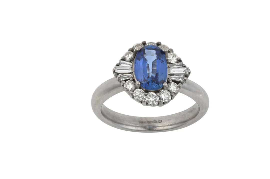 A Platinum Sapphire and Diamond Cluster Ring