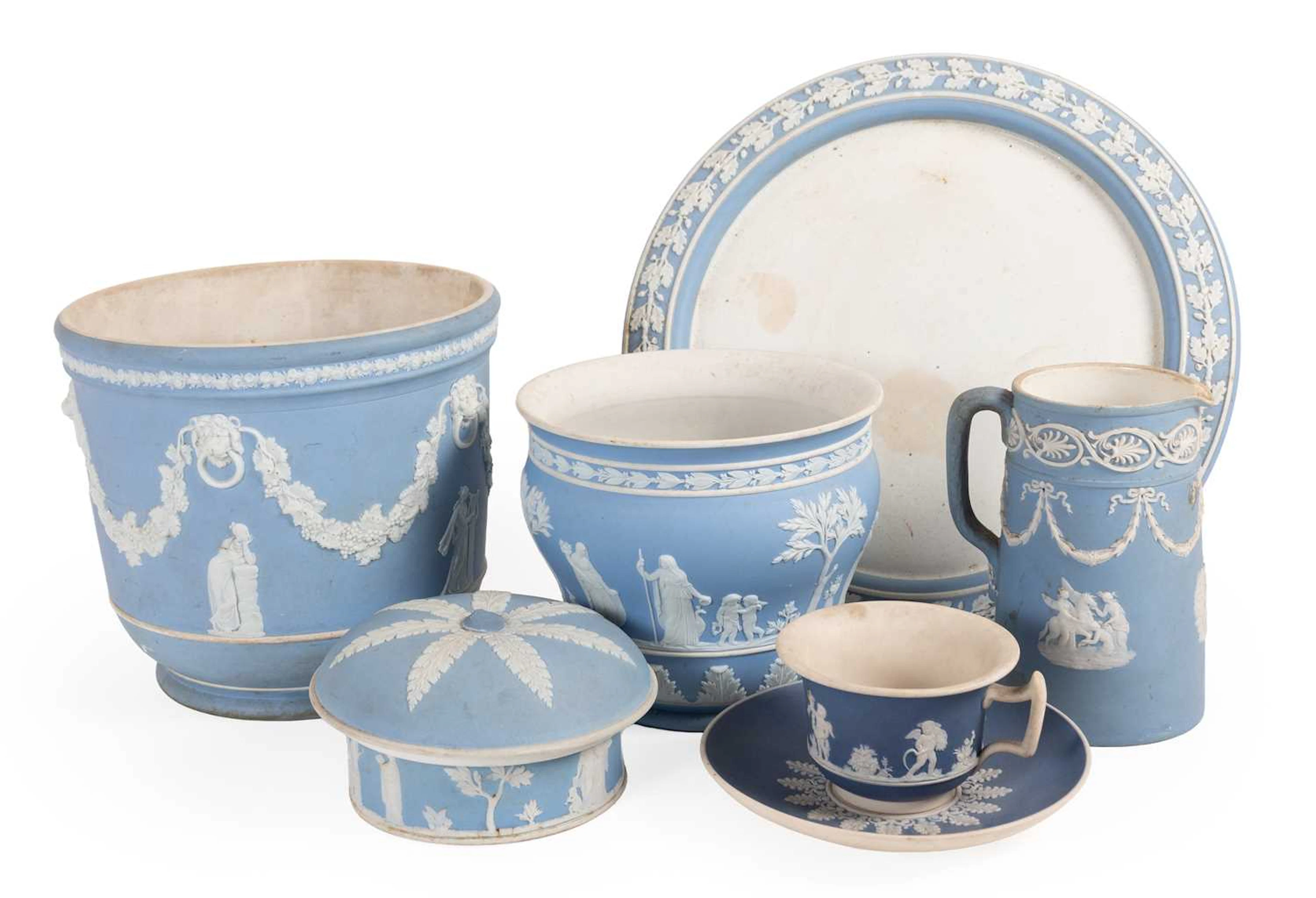 A Wedgwood Pale Blue Jasperware Jardiniere, 19th century, Another