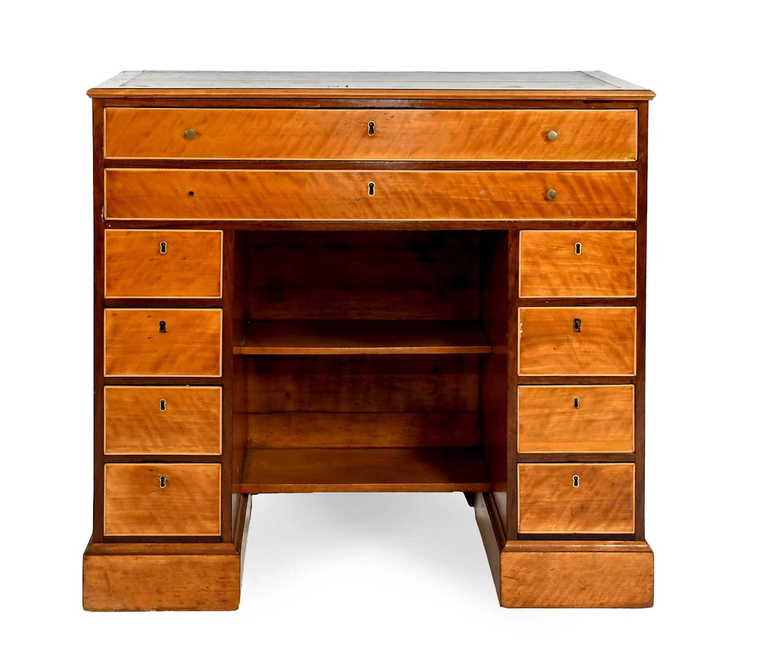 A Late George III Satinwood and Rosewood Kneehole Desk, early 19th century