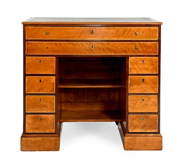 A Late George III Satinwood and Rosewood Kneehole Desk, early 19th century